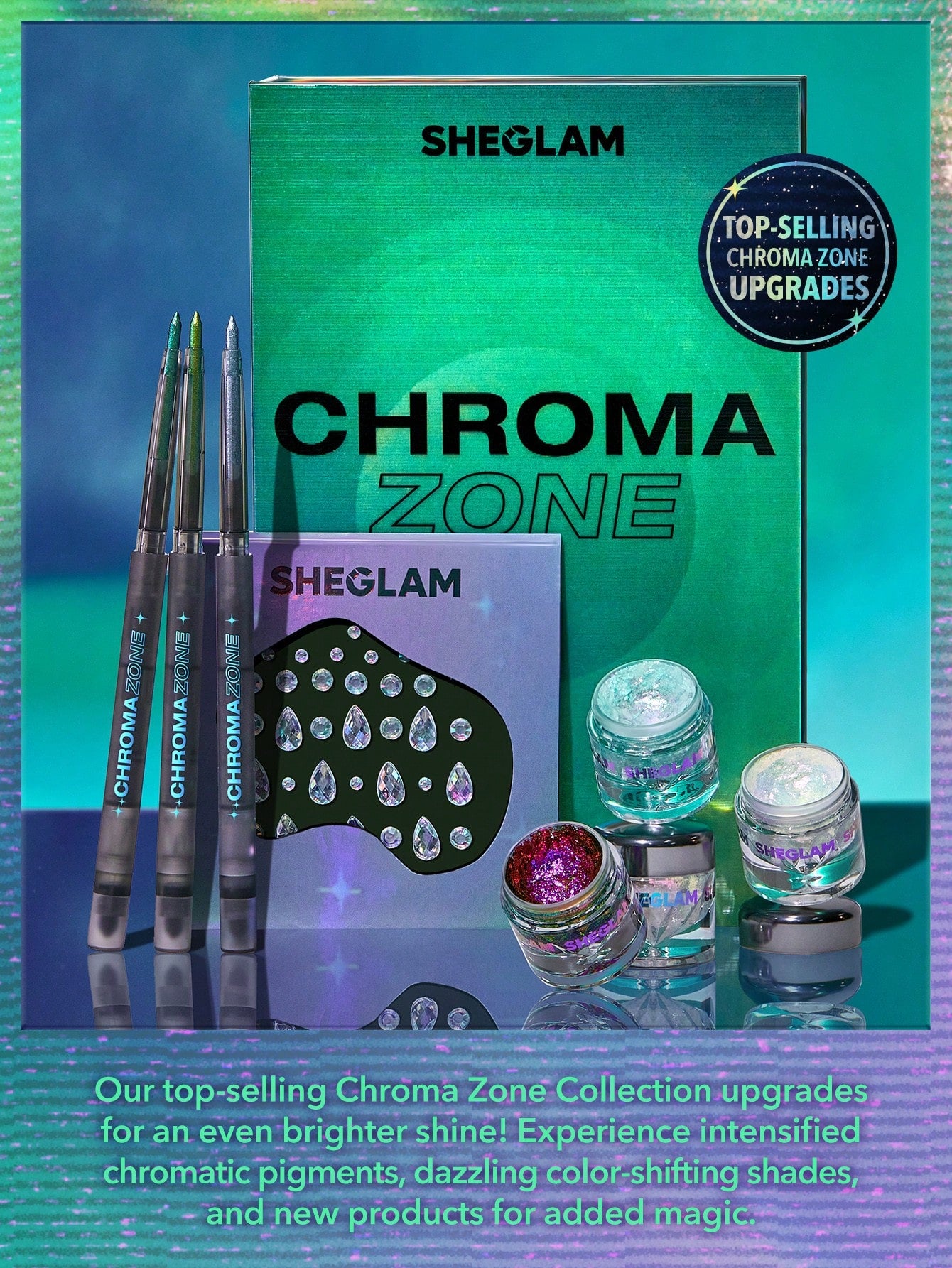 SHEGLAM Chroma Zone Multichrome Flake Gel-Hypnosis 3 Colors Gradient Purple Shiny Eyeshadow Cream Multi-Tone High Shine Finish Non-Greasy Non-Fading Glitter Shimmer Eyeshadow Flake Y2K Black Friday Party Eyeshadow Xmas Christmas Gift Winter