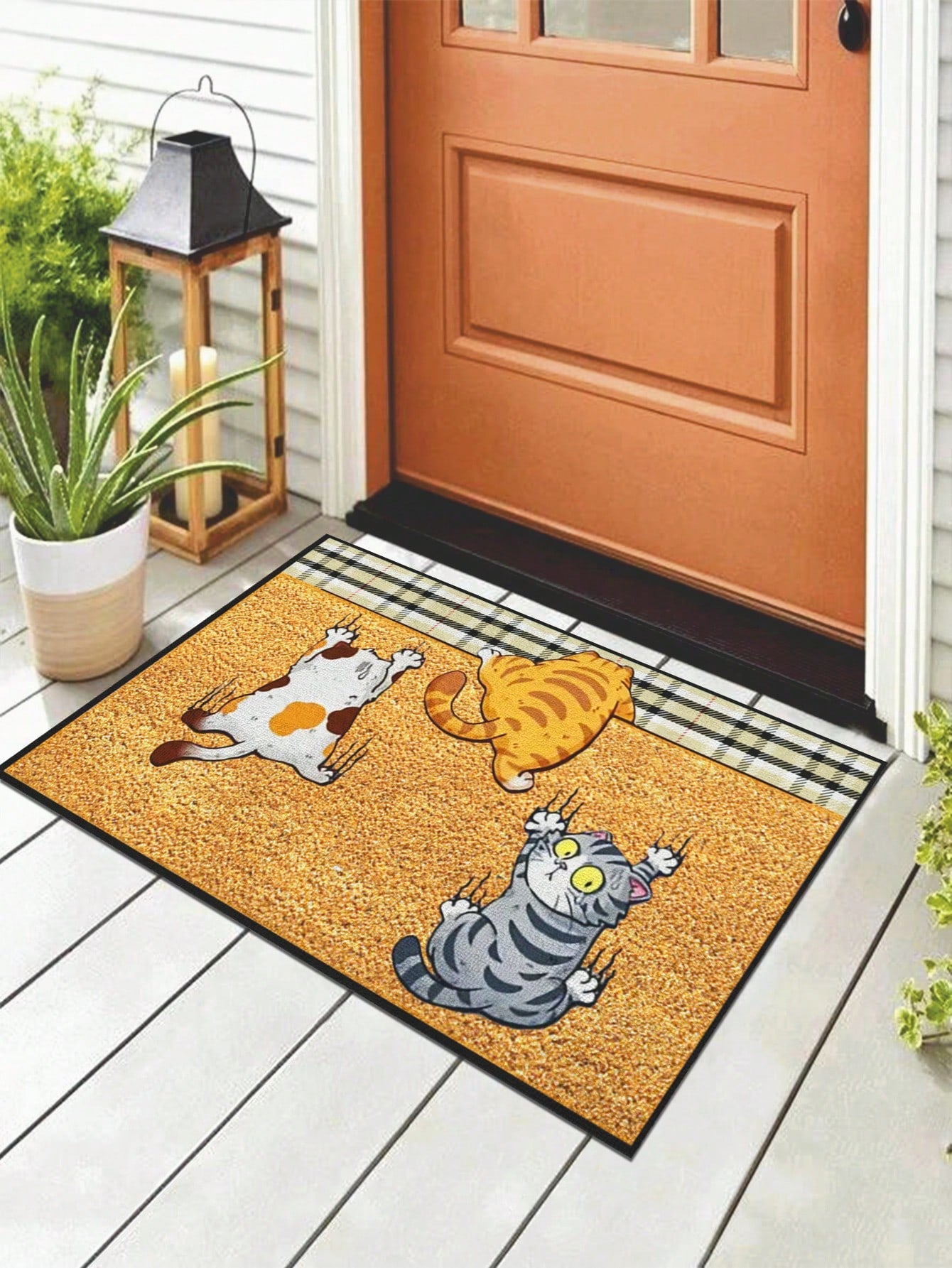 1pc Animal Print Door Rug, Fun And Cute Polyester Fiber Material Rectangular Non-Slip Duiable Indoor Entrance Mat,Doo Mat,Outdoor Carpet,For Living Room.Bedroom,Kitchen Decoration ,Room Decor