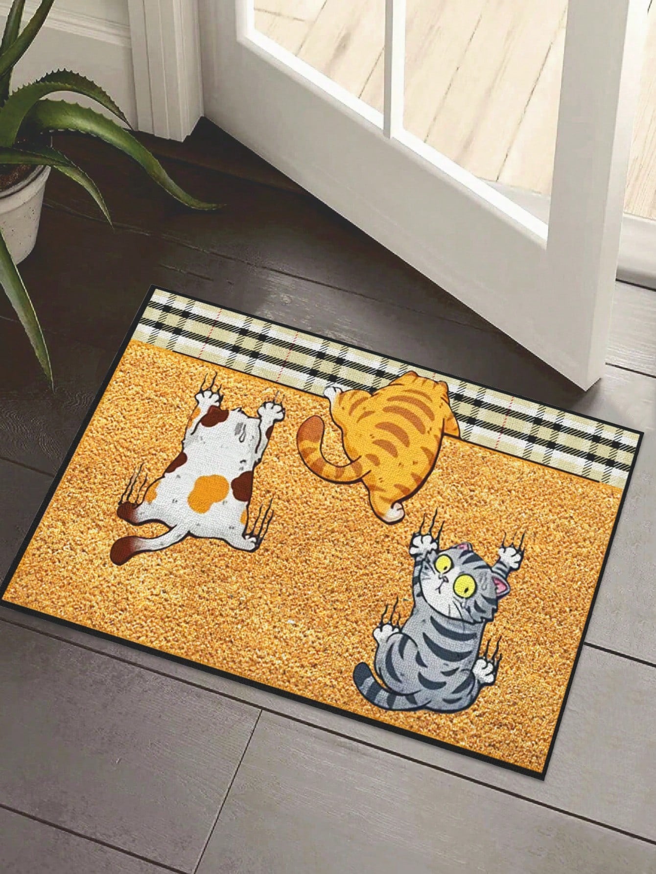 1pc Animal Print Door Rug, Fun And Cute Polyester Fiber Material Rectangular Non-Slip Duiable Indoor Entrance Mat,Doo Mat,Outdoor Carpet,For Living Room.Bedroom,Kitchen Decoration ,Room Decor