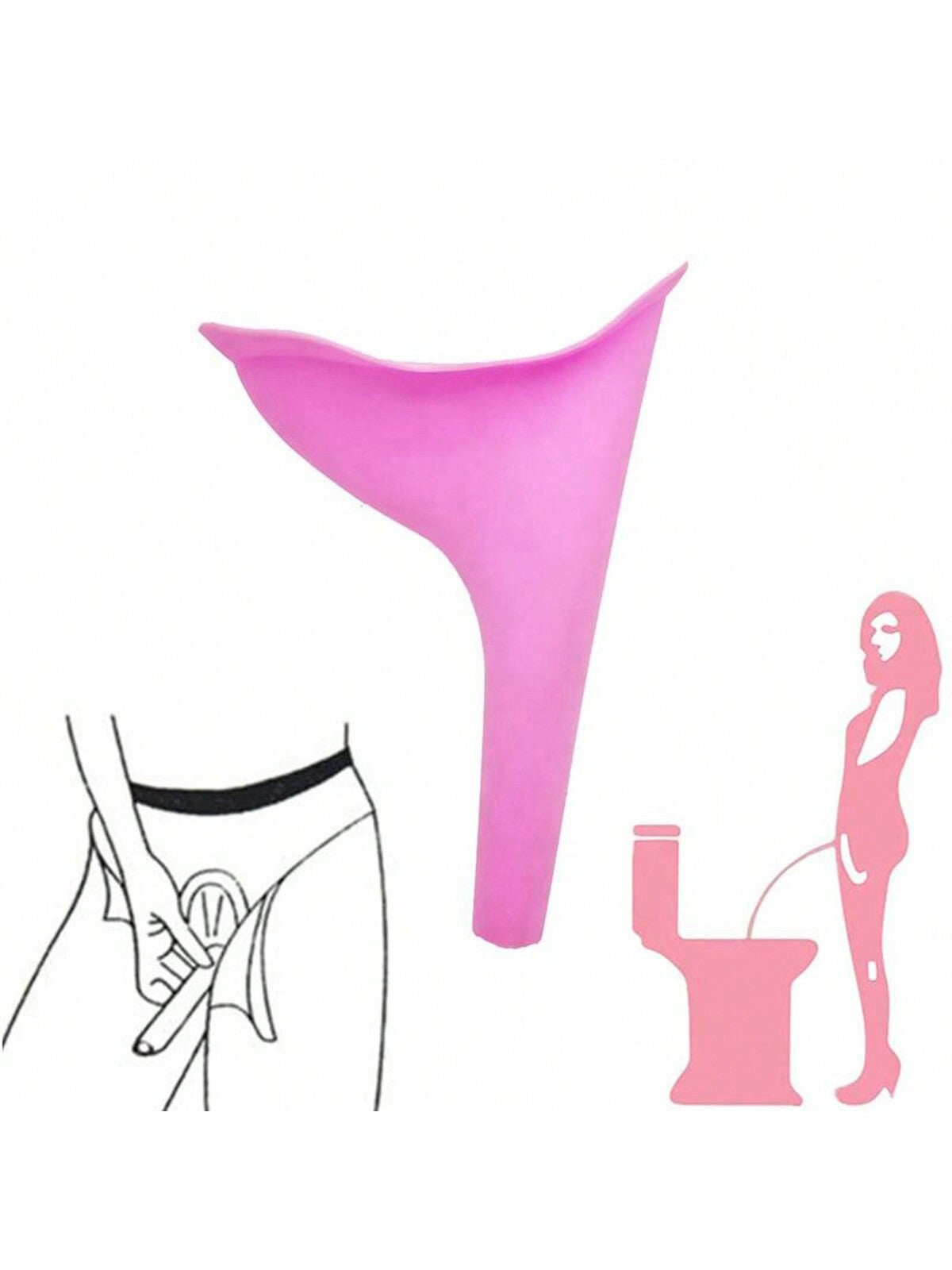 1pc Pink Ladies' Stand Up Urination Device, Female Urination Funnel, Emergency Urinal For Outdoor Travel Women's Restroom