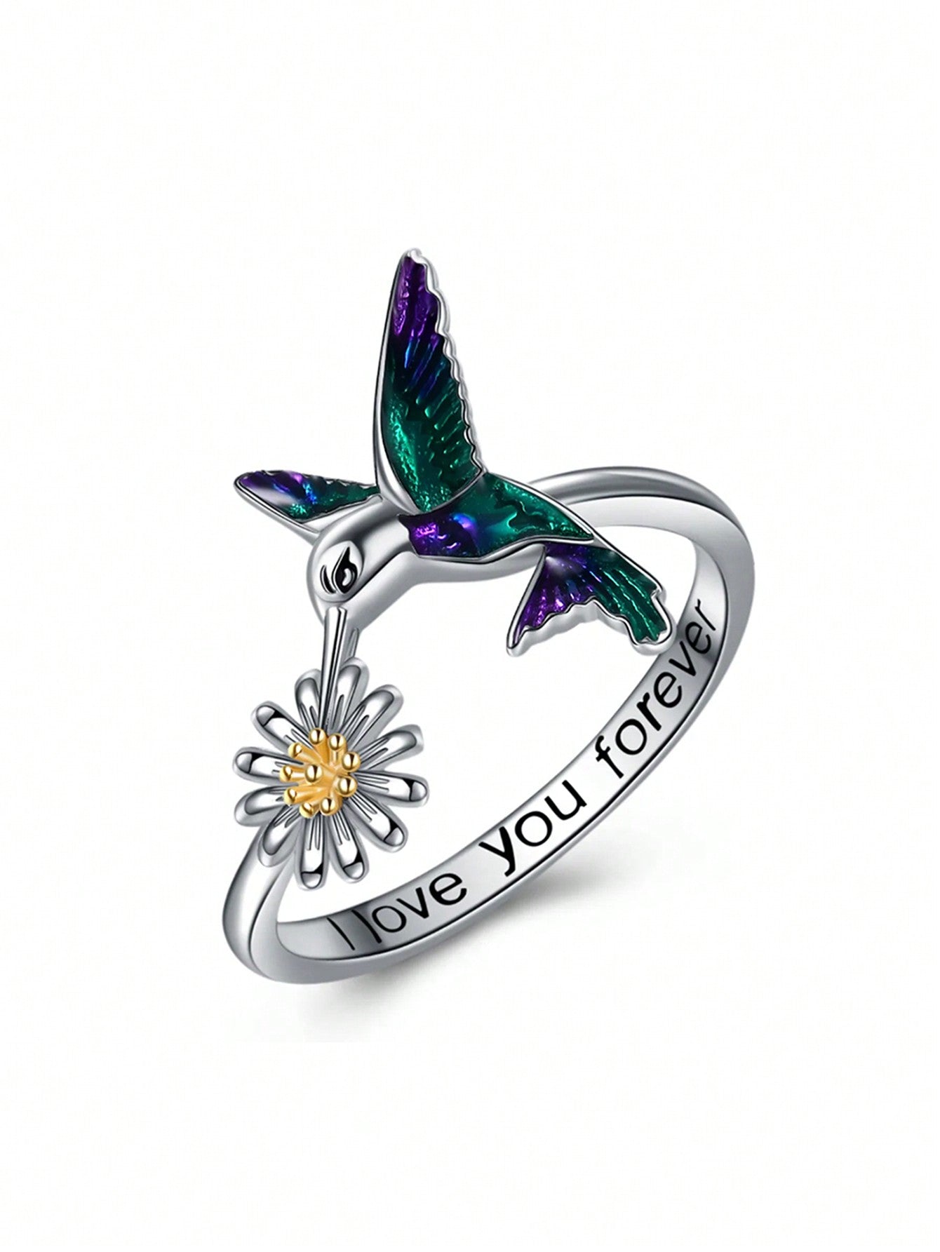 1pc Fashionable Handmade Enamel 925 Silver Hummingbird Ring Suitable For Women's Daily Wear