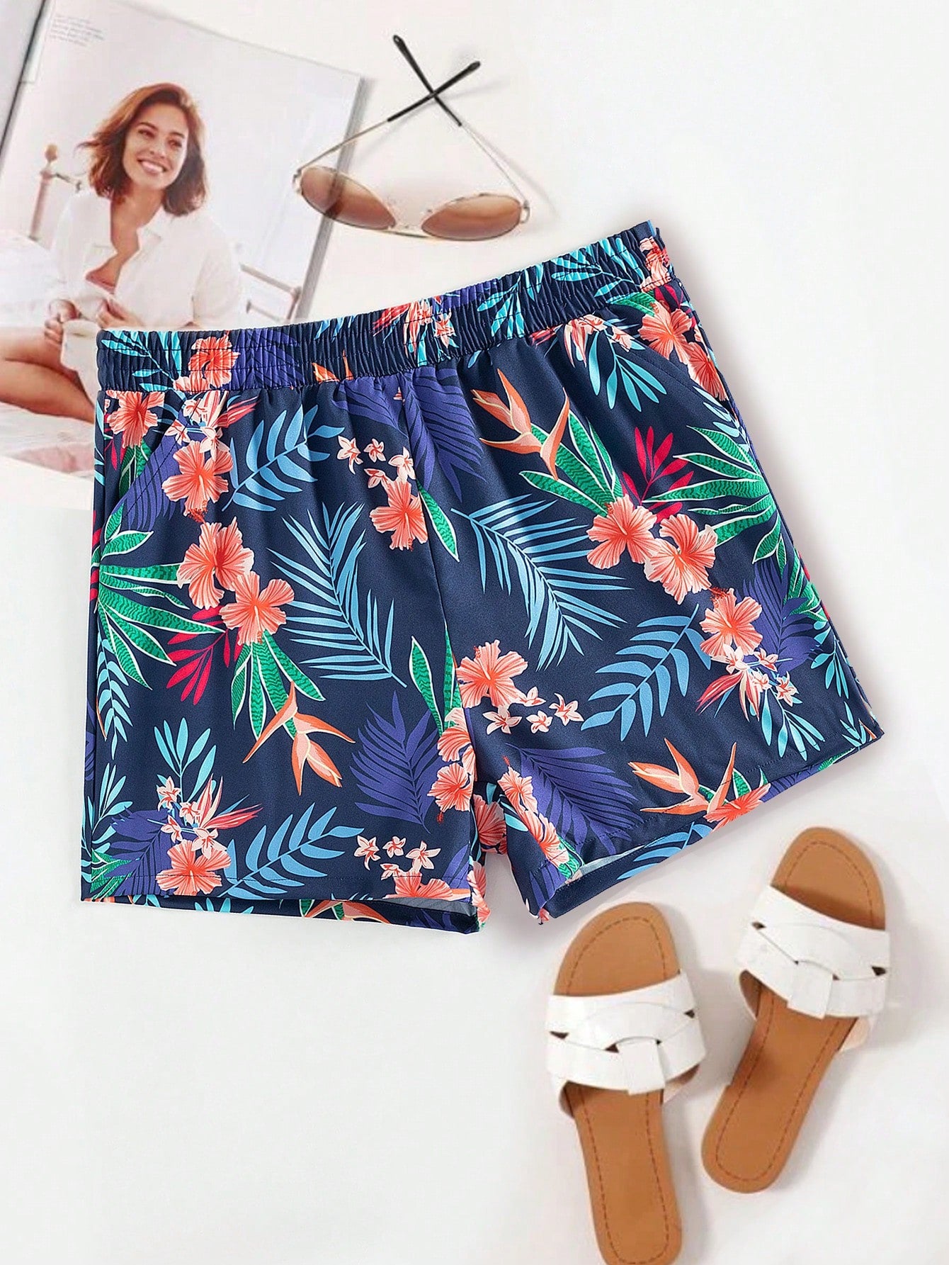 Swim Summer Beach Tropical Print Swimwear Bottom