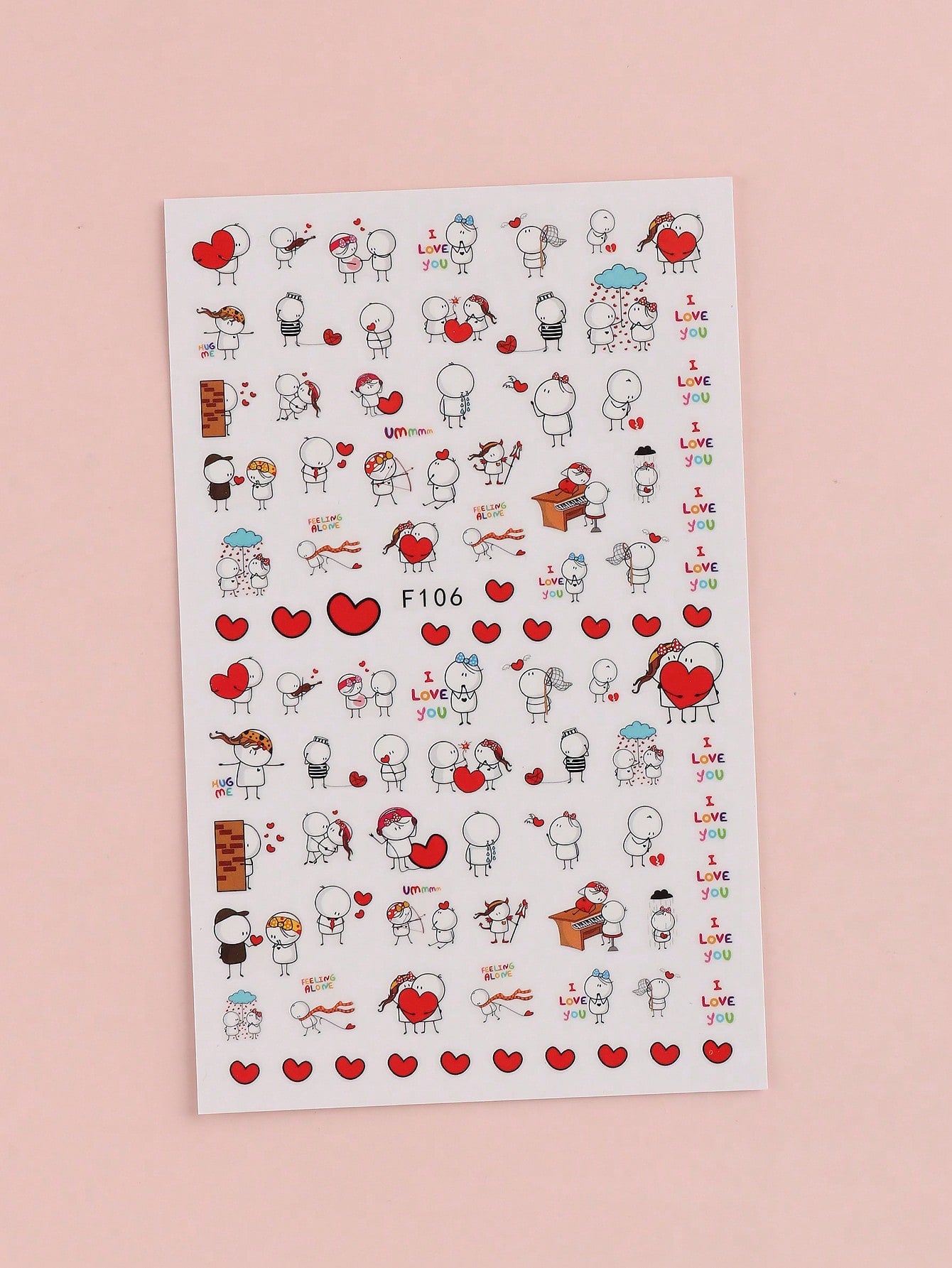 2pcs 3D Valentine Sticker For Nails Cute Cartoon Lover Sliders For Nail Gang Girl DIY Design Decals Manicure Nail Art Decorations Nail Stickers