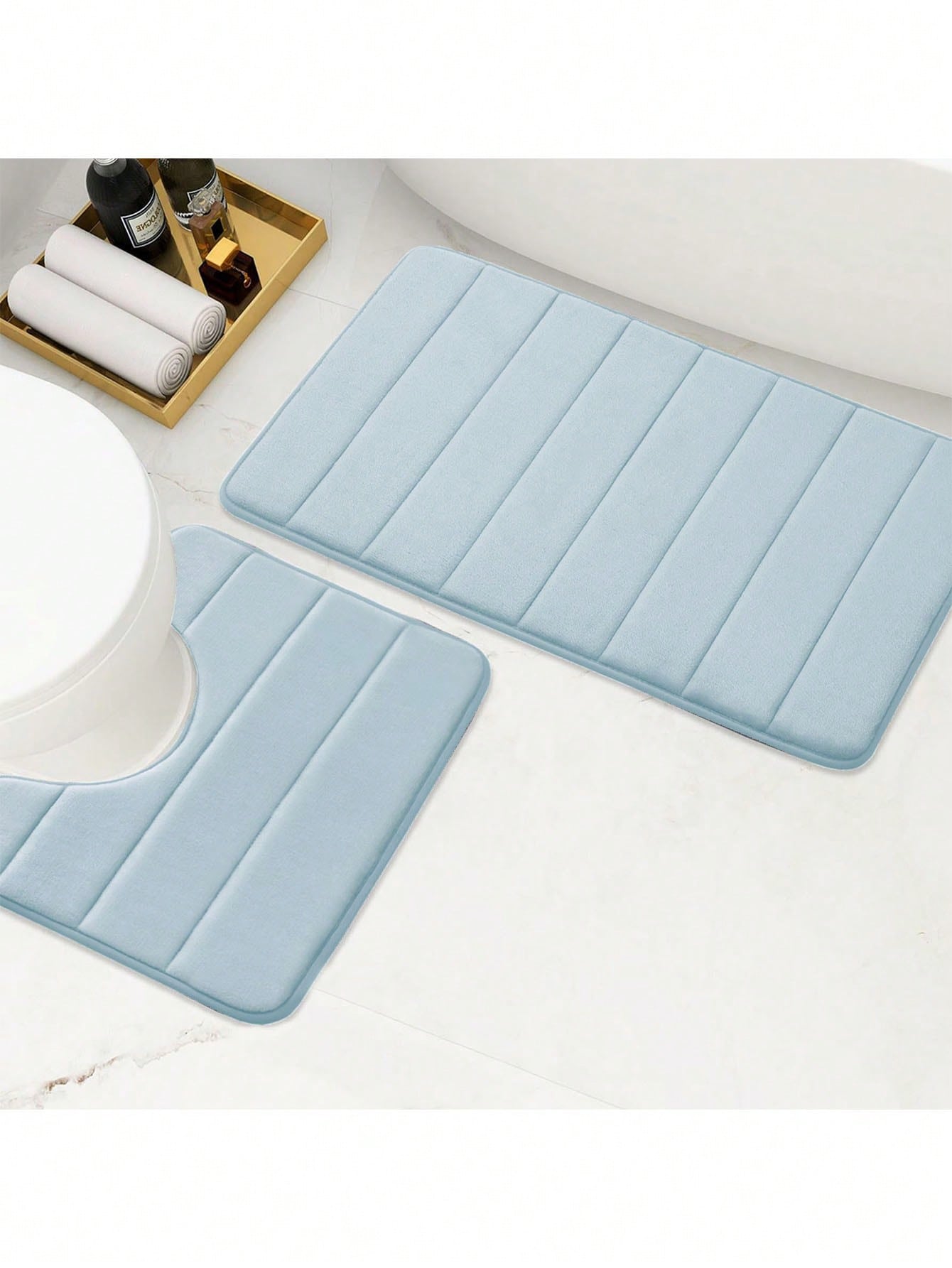 1pc Simple Style Soft Slow Rebound Memory Sponge Absorbent Anti-skid Bath Mat, Bathroom, Toilet