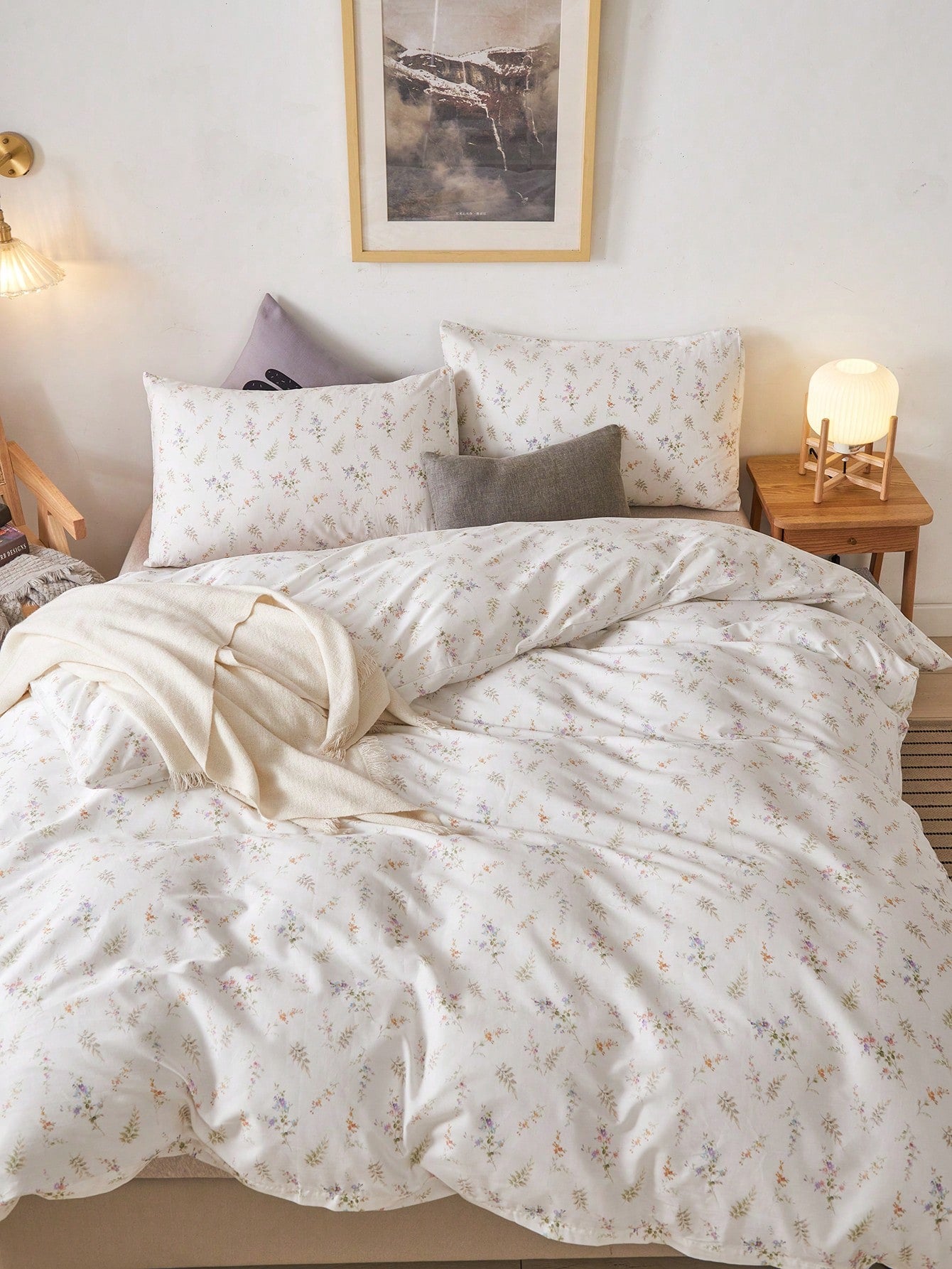 3Pcs Vintage Flower Print Duvet Cover Set Without Filler