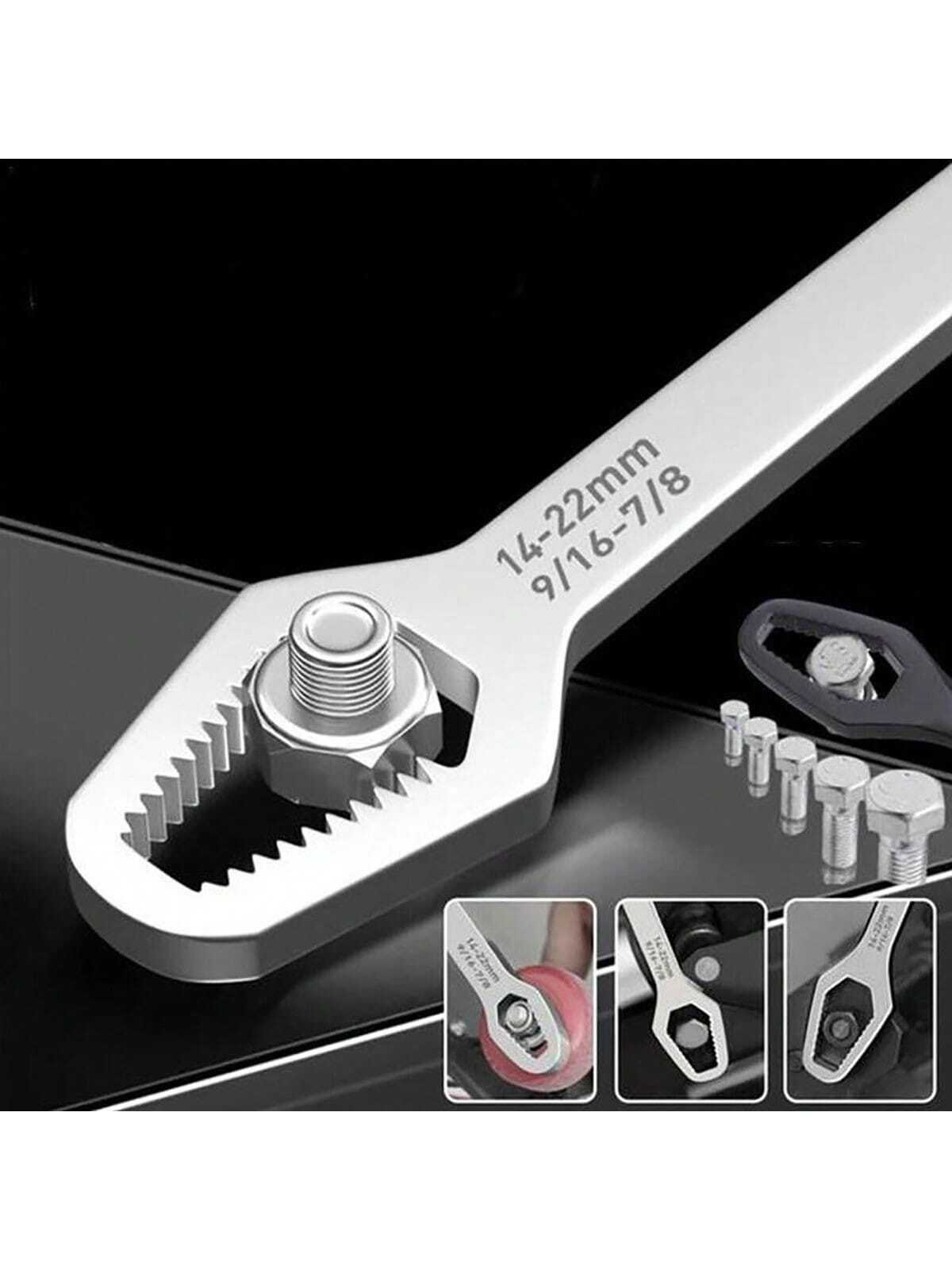 1pc Adjustable Wrench, Black Multi-Functional Plum Wrench, Double-Ended Wrench Household Hardware Tool