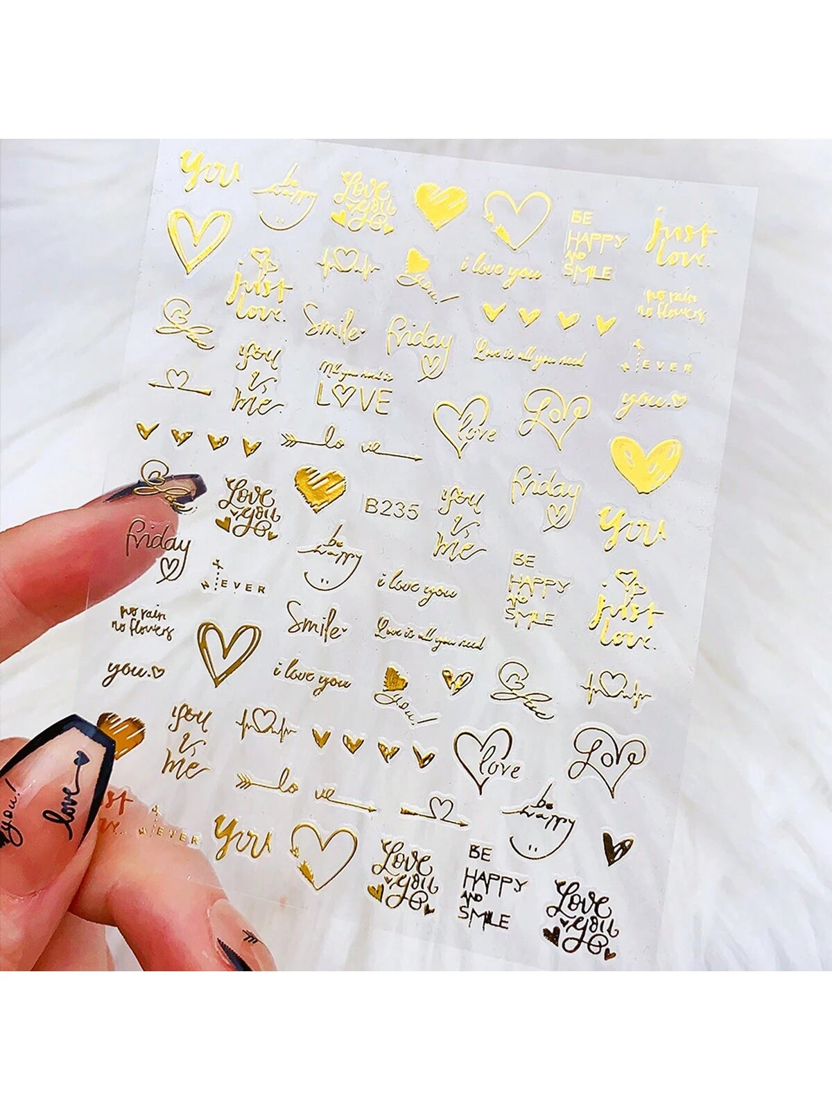 7Sheets Valentines Nail Art Stickers 7pcs Self-Adhesive Gold Heart Nail Stickers 3D Valentine'S Day Nail Supplies Rose Love Cupid Heart Letter Nail Decals Gold Nail Design Charms For Women Nail Art Decoration DIY