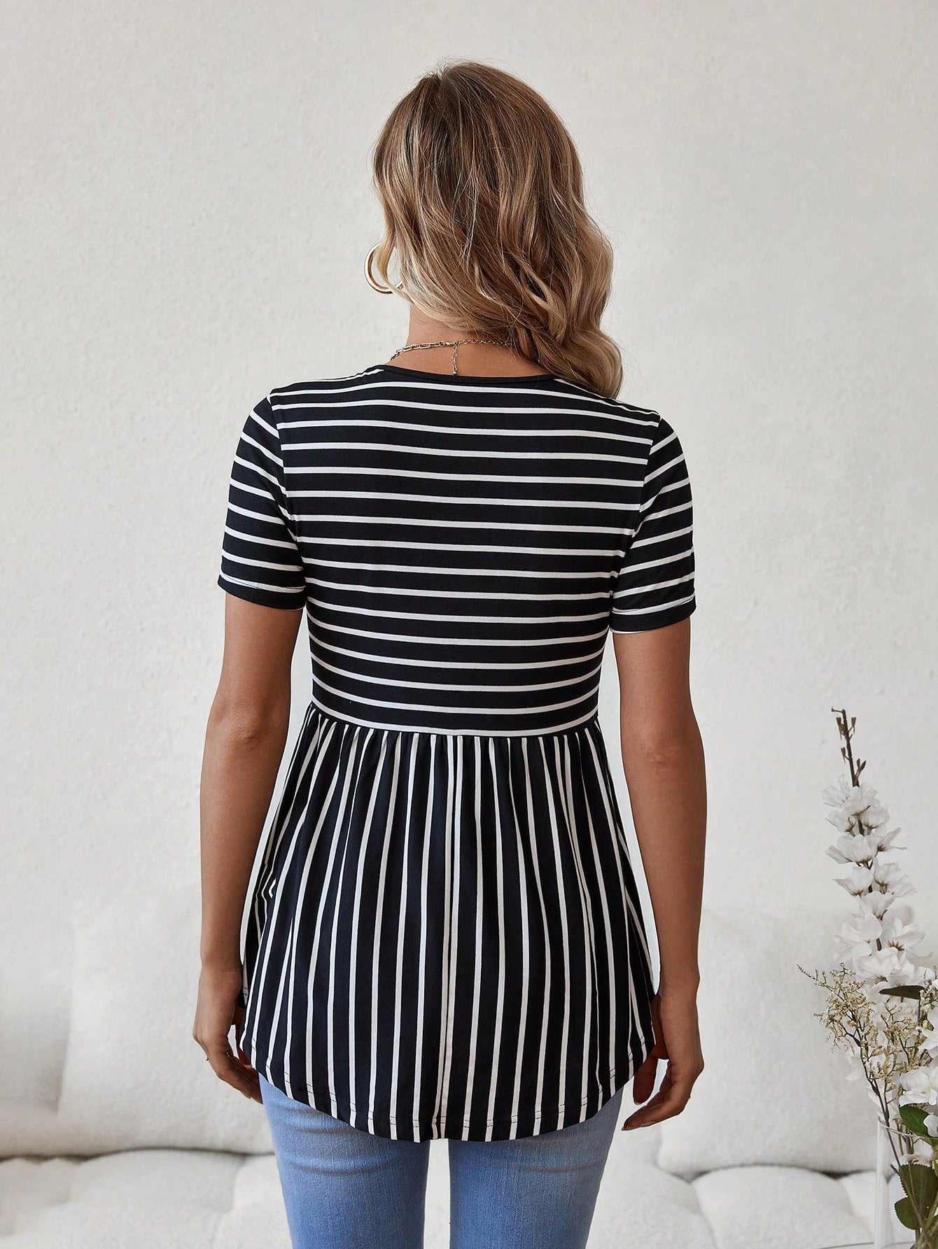 Maternity Striped Short Sleeve T-Shirt