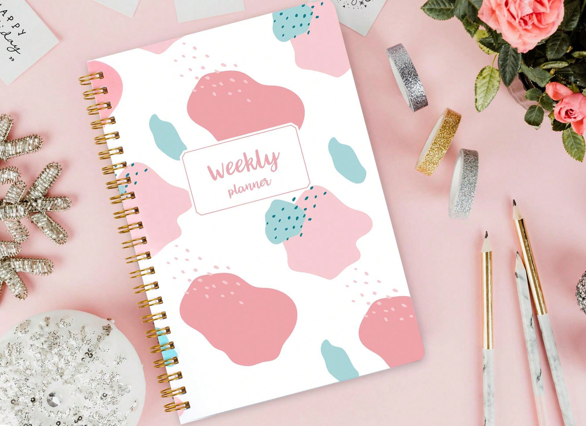 Trees Weekly Planner Notebook, Undated Daily Schedule Agenda, Key Goal Planner With Habit Tracking Women  3 Stickers