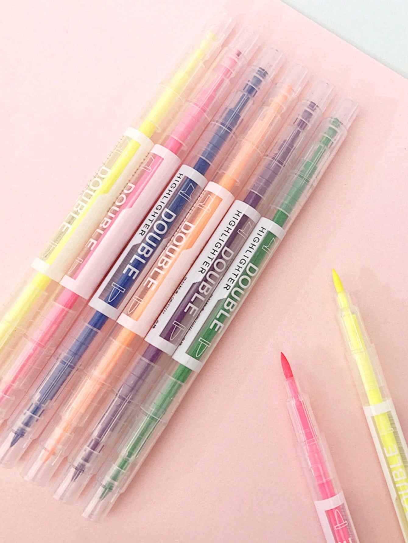 6pcs Double-Headed Highlighter Pen (6 Colors)