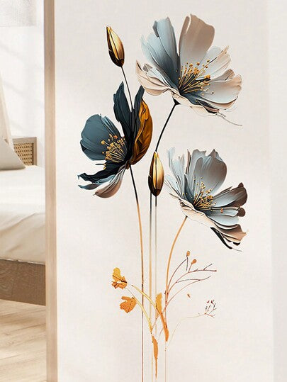 1pc 3d Lotus Flower Pattern Wall Sticker For Living Room, Bedroom, Home Decor, Art Decal