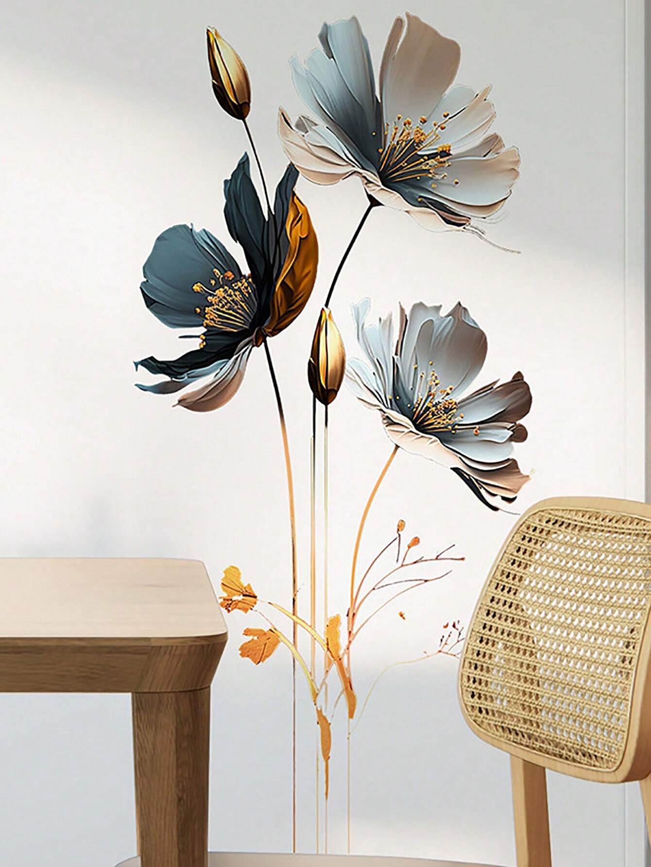 1pc 3d Lotus Flower Pattern Wall Sticker For Living Room, Bedroom, Home Decor, Art Decal