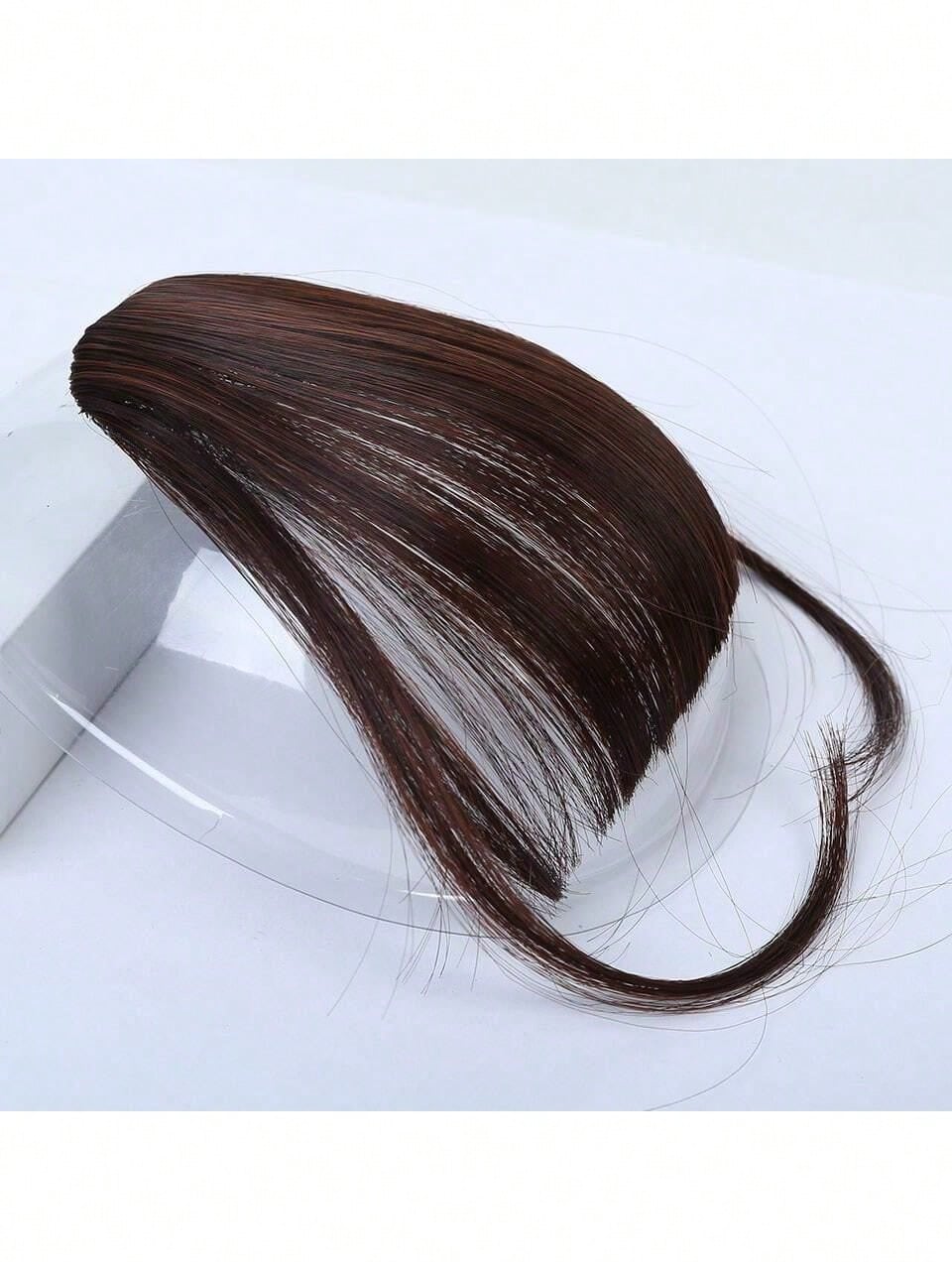 Clip In Bangs Front Neat Dark Brown Bangs Hairpiece Synthetic Fake False Hair Piece Bangs Hairpiece Clip In Hair Extensions For Women Heat Resistant