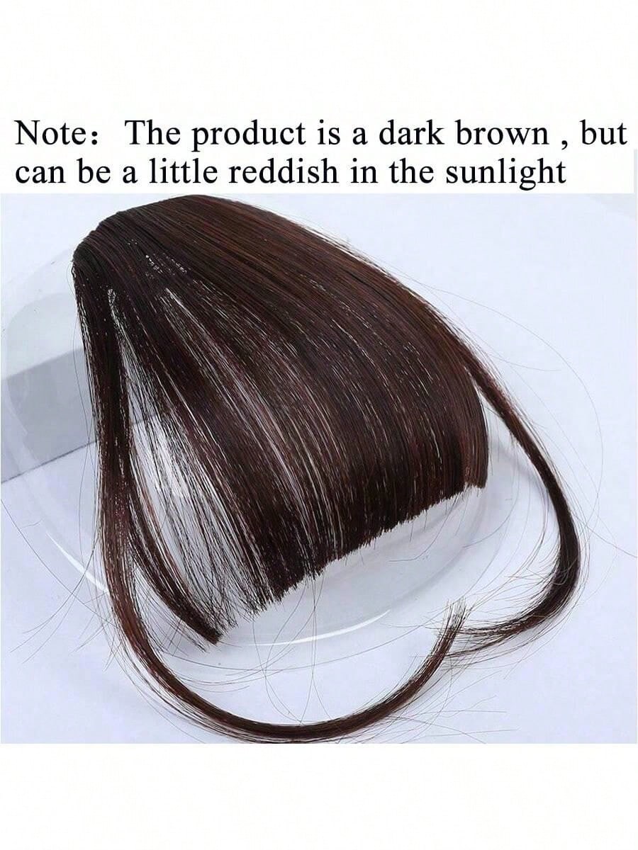 Clip In Bangs Front Neat Dark Brown Bangs Hairpiece Synthetic Fake False Hair Piece Bangs Hairpiece Clip In Hair Extensions For Women Heat Resistant