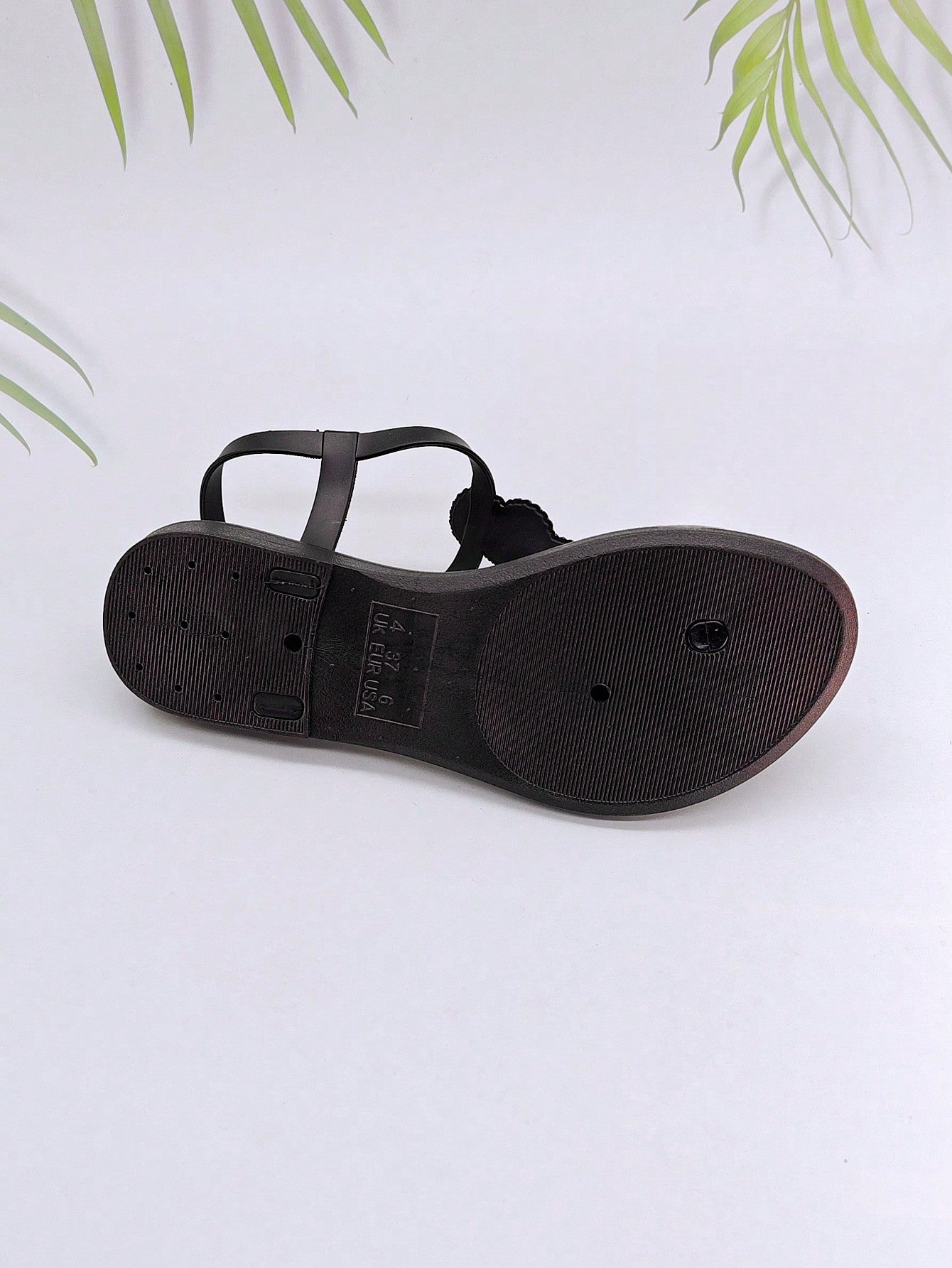 roulvxiang New Arrival Women'S Black Rope-Like Beach Flip Flops With Toe Post, Roman Strap, Casual Outdoor Plastic Slipper