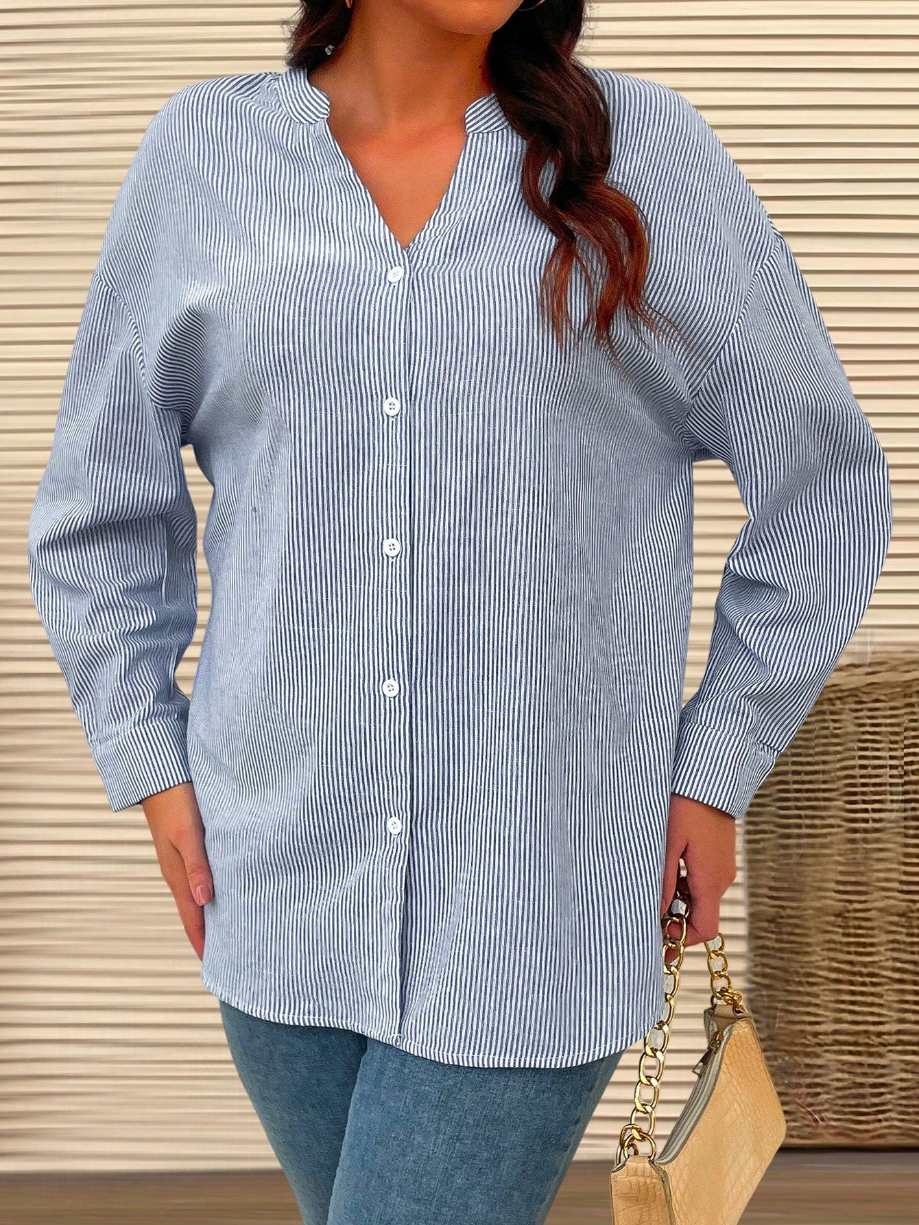 LUNE Plus Size Women'S Striped Shirt