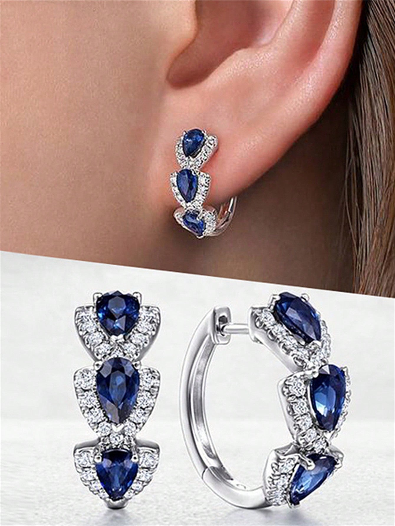 1 Pair Fashion Cubic Zirconia Hoop Earrings For Women For Wedding Anniversary Engagement Party Jewelry Valentine's Day Gift