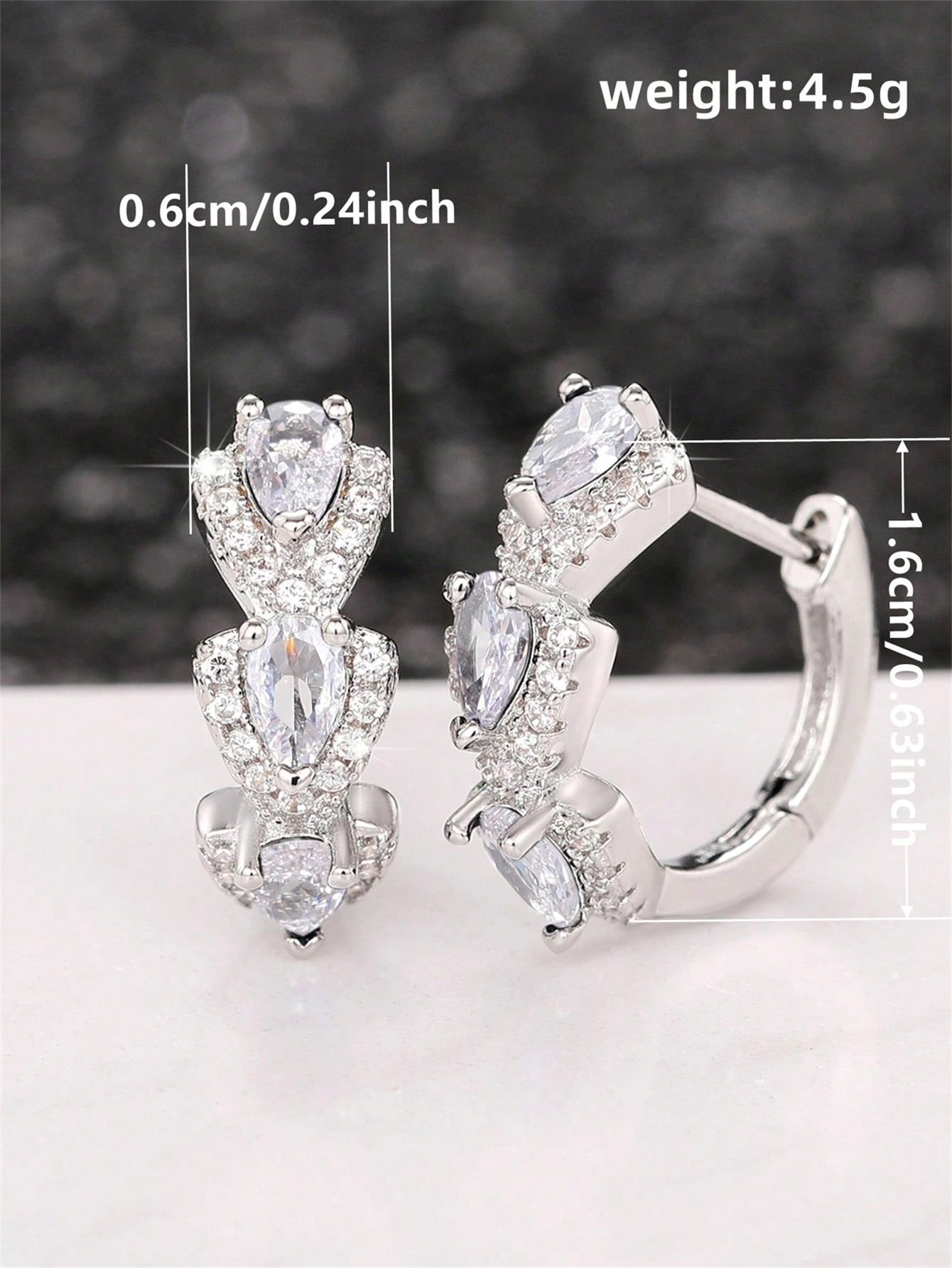 1 Pair Fashion Cubic Zirconia Hoop Earrings For Women For Wedding Anniversary Engagement Party Jewelry Valentine's Day Gift