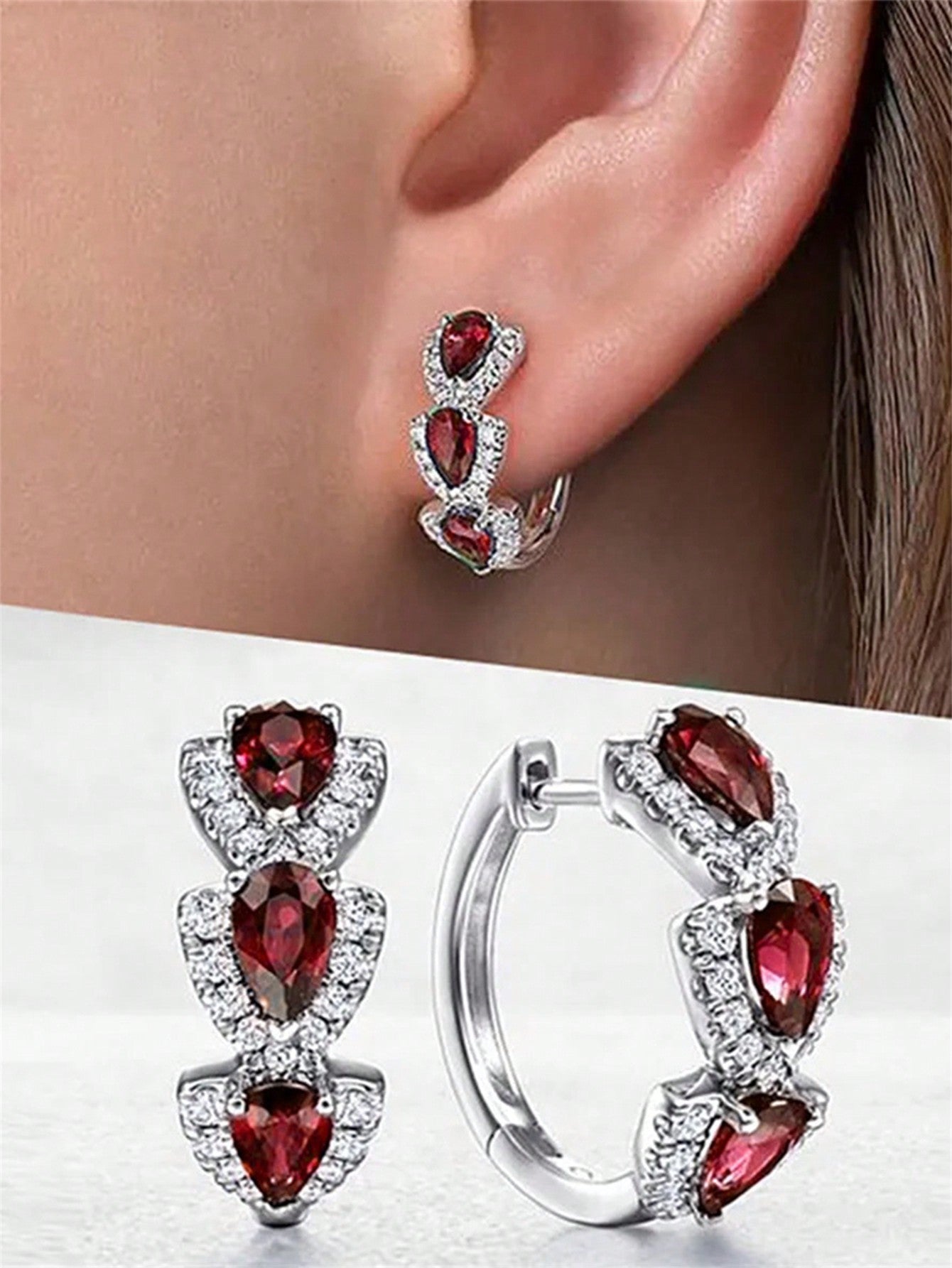 1 Pair Fashion Cubic Zirconia Hoop Earrings For Women For Wedding Anniversary Engagement Party Jewelry Valentine's Day Gift