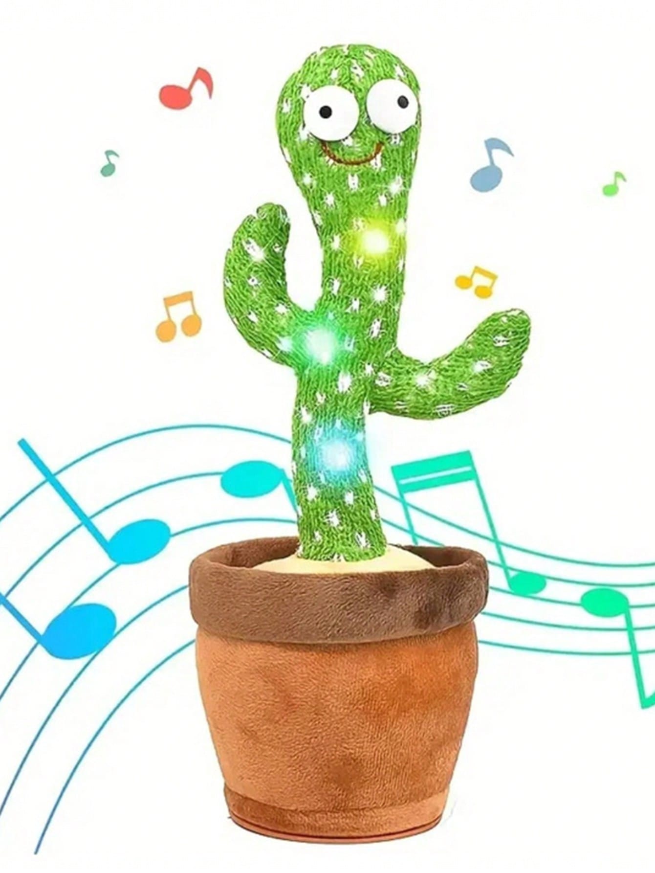 Christmas Decoration 1pc Dancing Cactus Plush Toy With Light