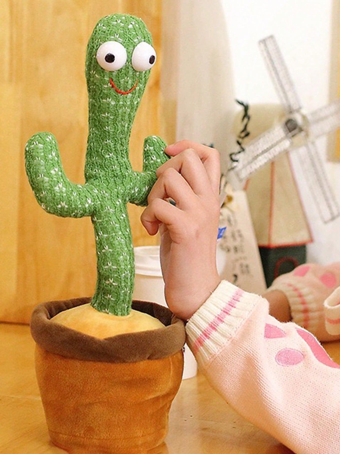 Christmas Decoration 1pc Dancing Cactus Plush Toy With Light