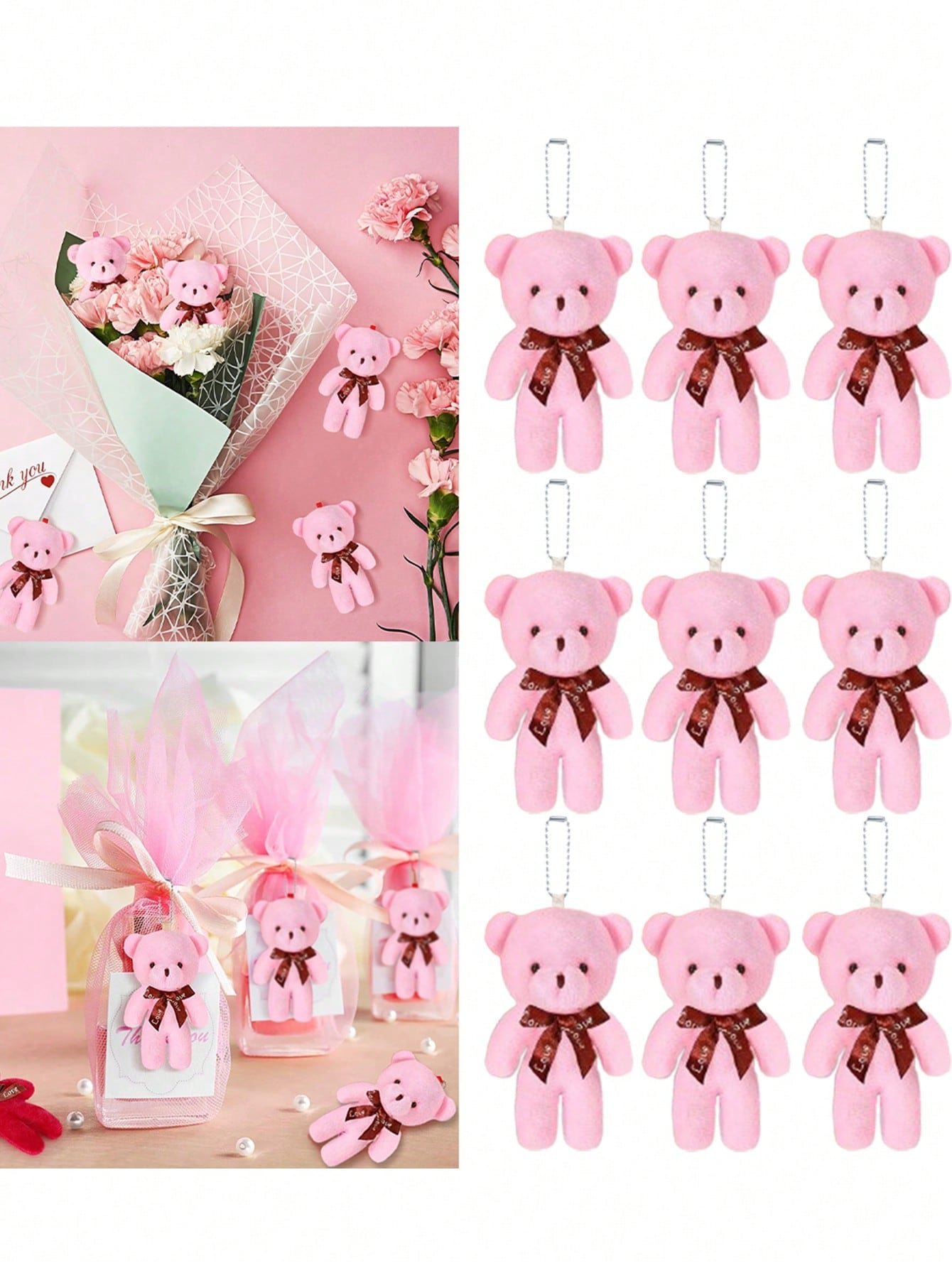 3~30Pcs 4.7 Inch Tiny Teddy Bear Doll Stuffed Animal Plush Toys DIY Keychain Bag Pendant ,Wedding Birthday Gift Box Doll Toy For Birthday Cake Wedding Decorations Party Favors Supplies Charm DIY Accessory,Christmas