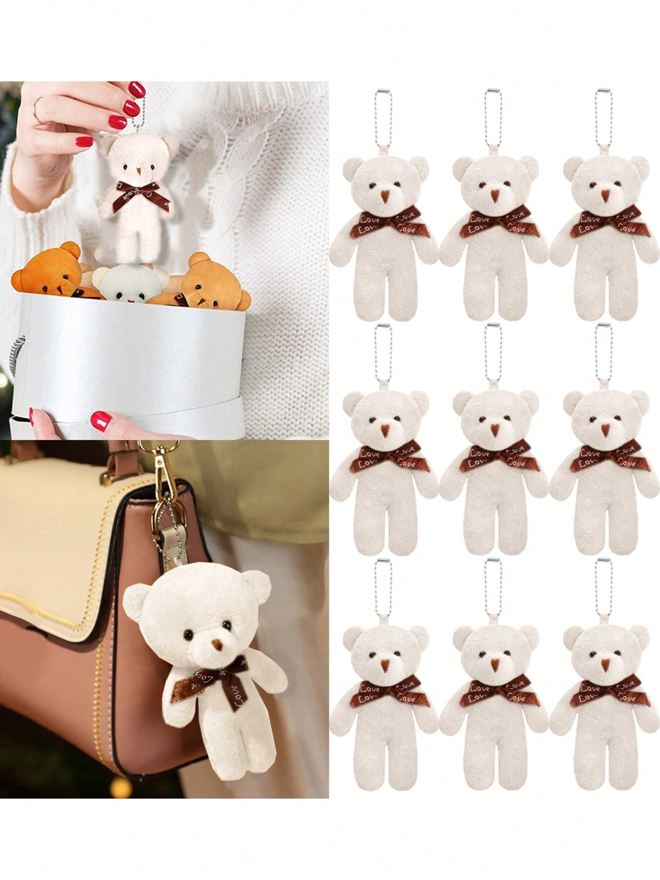 3~30Pcs 4.7 Inch Tiny Teddy Bear Doll Stuffed Animal Plush Toys DIY Keychain Bag Pendant ,Wedding Birthday Gift Box Doll Toy For Birthday Cake Wedding Decorations Party Favors Supplies Charm DIY Accessory,Christmas