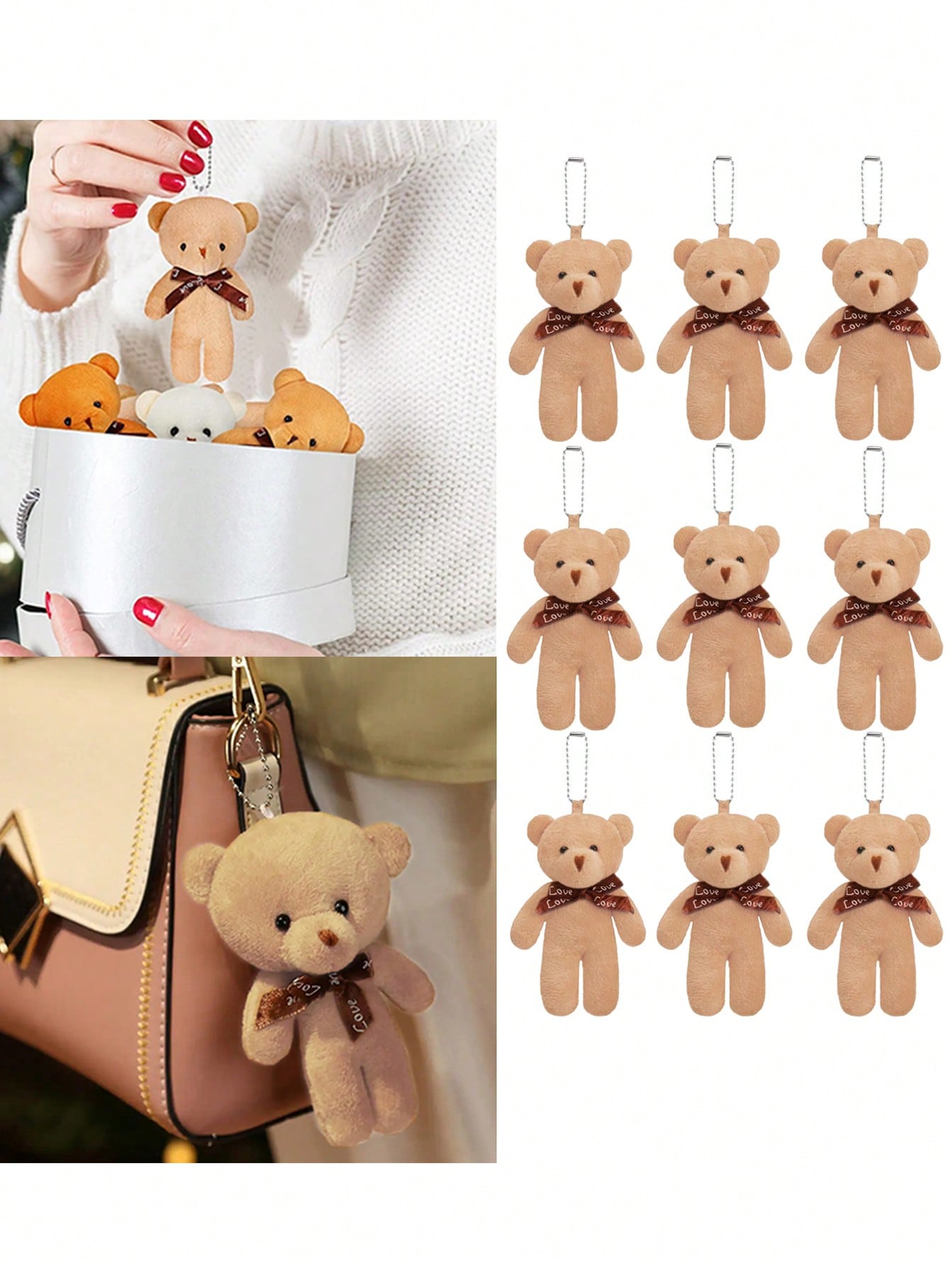 3~30Pcs 4.7 Inch Tiny Teddy Bear Doll Stuffed Animal Plush Toys DIY Keychain Bag Pendant ,Wedding Birthday Gift Box Doll Toy For Birthday Cake Wedding Decorations Party Favors Supplies Charm DIY Accessory,Christmas