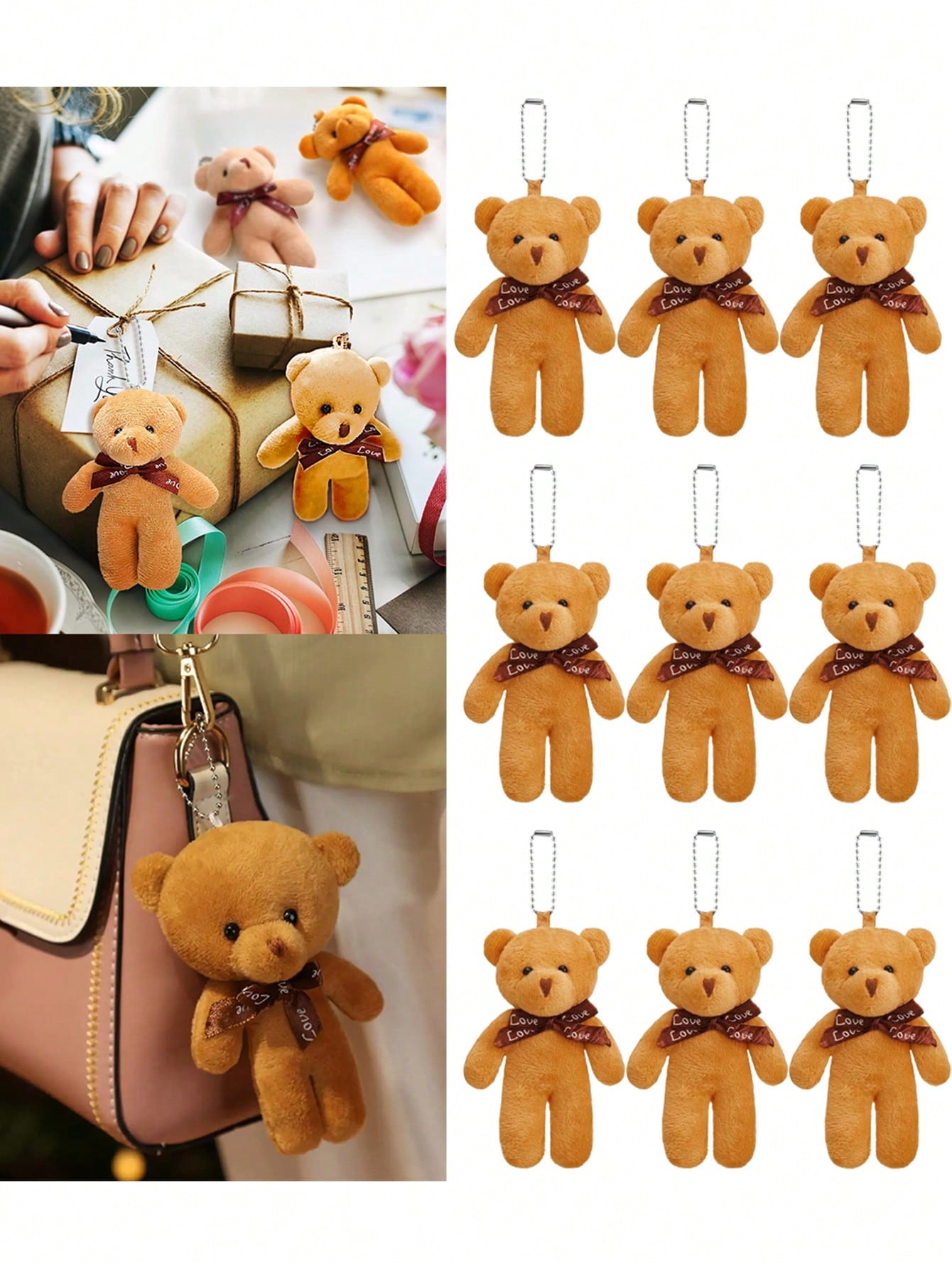 3~30Pcs 4.7 Inch Tiny Teddy Bear Doll Stuffed Animal Plush Toys DIY Keychain Bag Pendant ,Wedding Birthday Gift Box Doll Toy For Birthday Cake Wedding Decorations Party Favors Supplies Charm DIY Accessory,Christmas