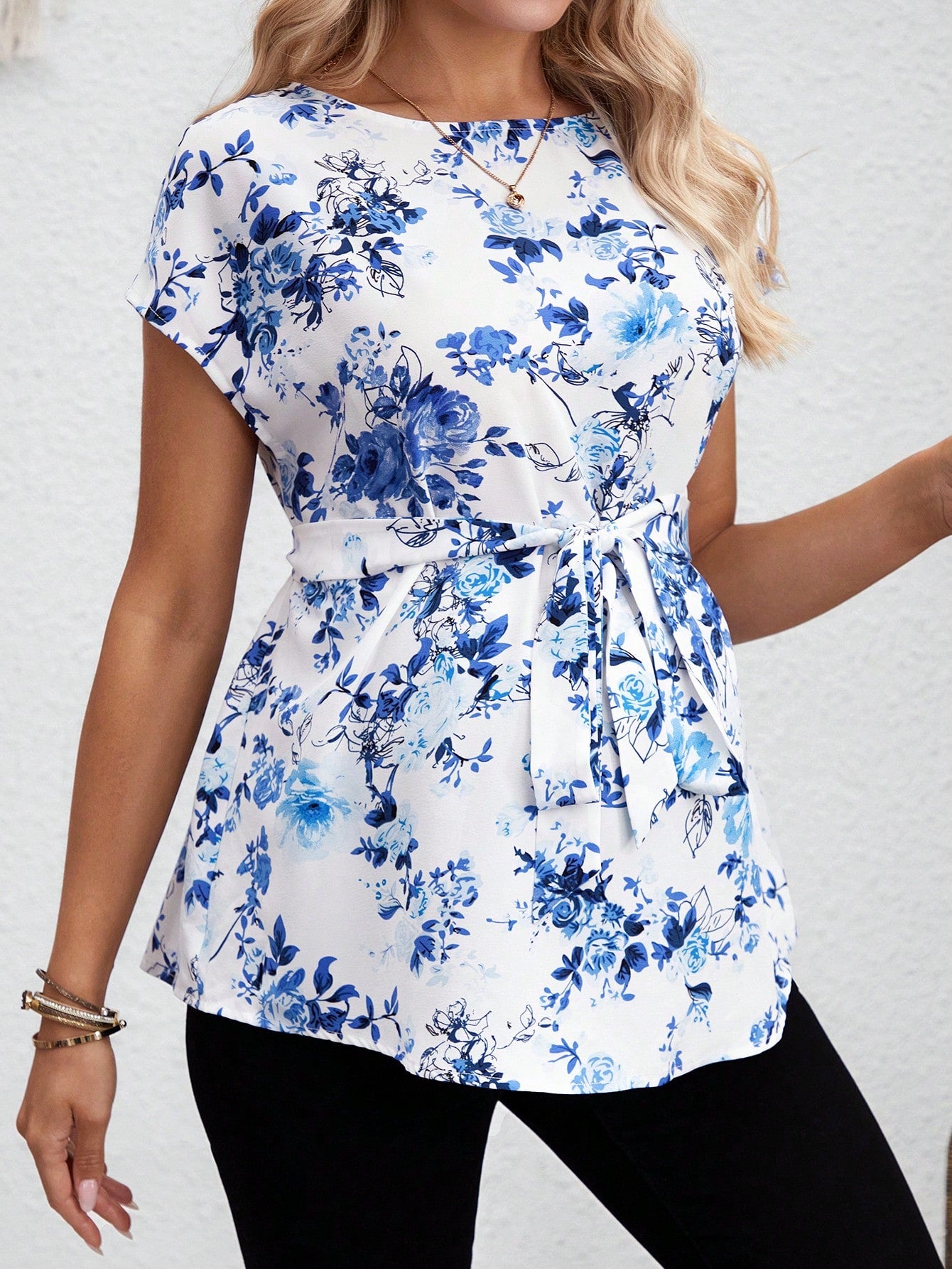 SHEIN Maternity Casual Short Sleeve Round Neck Blouse