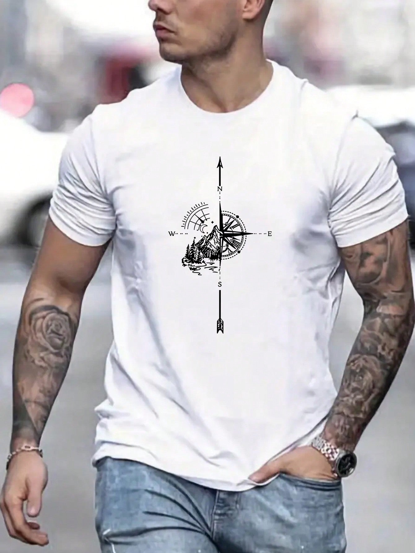 Manfinity Dauomo Men's Printed Short Sleeve T-Shirt