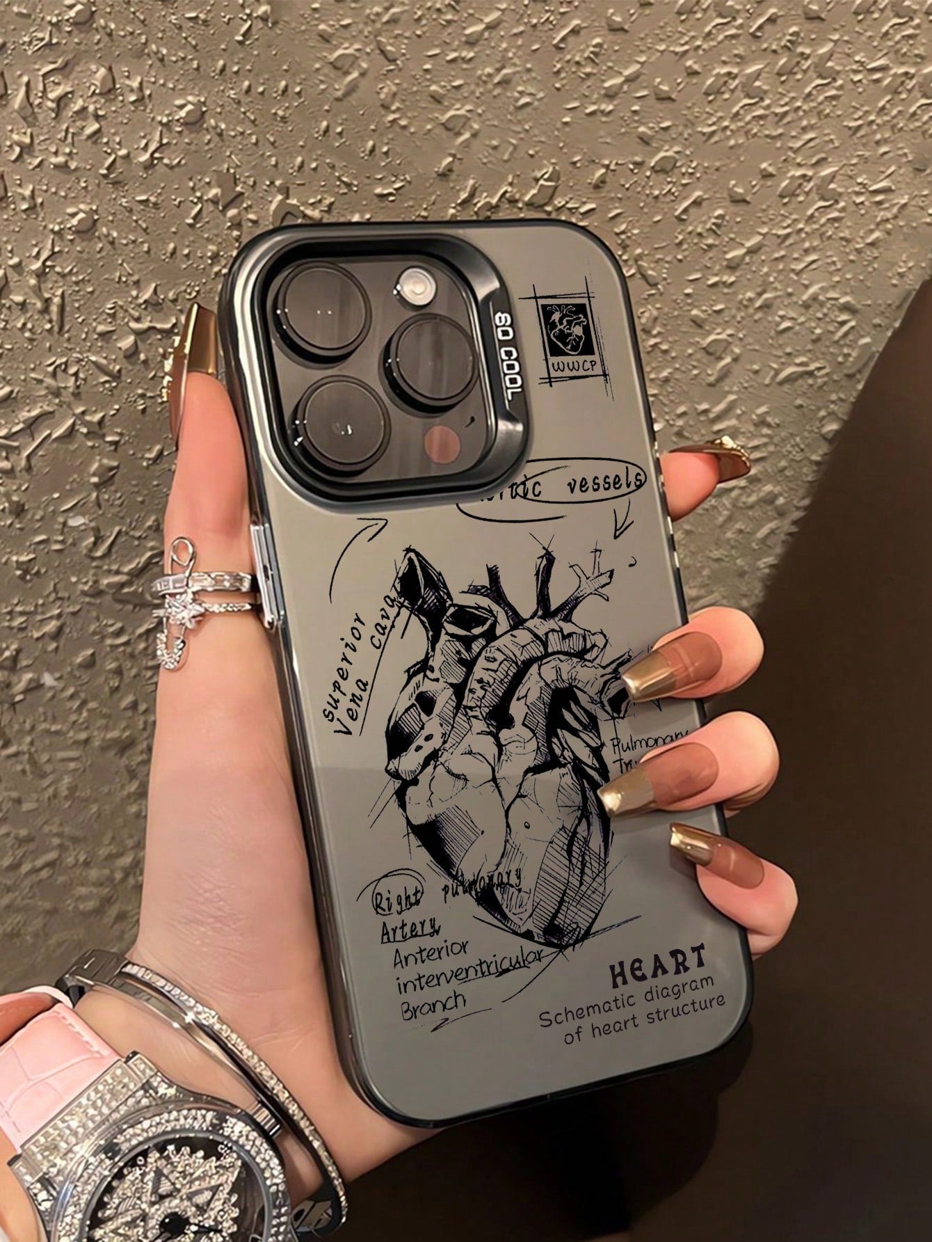 1pc Personality Heart Design Anti-Drop Phone Case Compatible With IPhone 11 12 13 14 11pro Max 12pro Max 13pro Max 14pro Max Xr 15 15 Pro 15 Pro Max And Samsung Galaxy Series