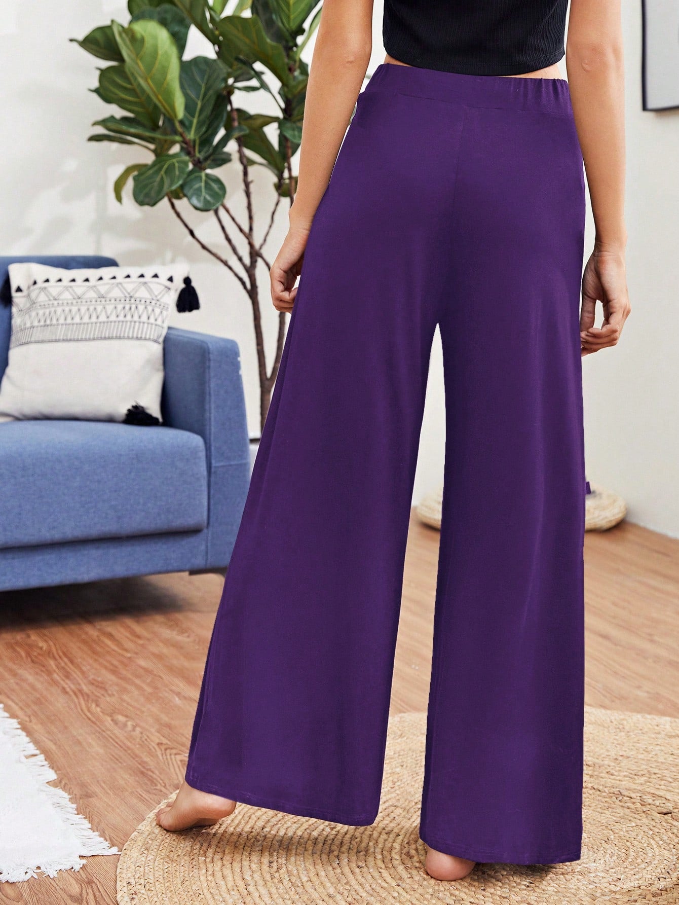 Essnce Women's High Waisted Wide Leg Trousers