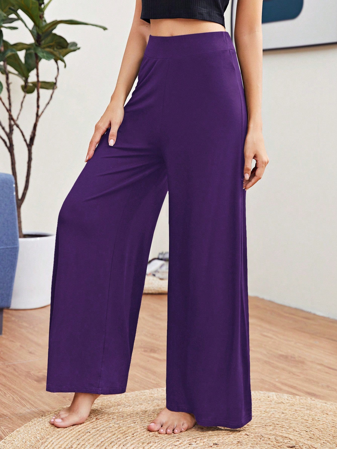 Essnce Women's High Waisted Wide Leg Trousers