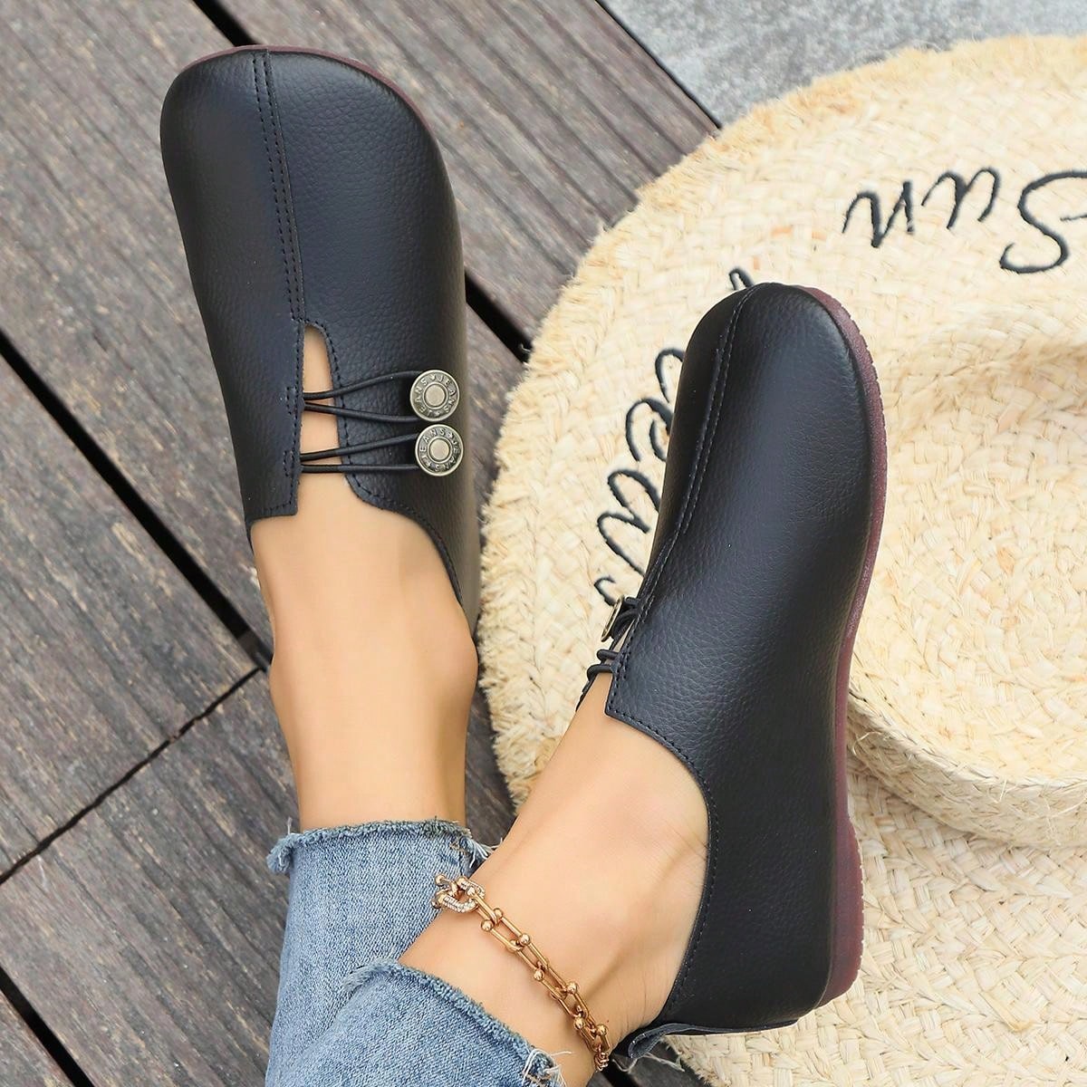 Autumn New Arrival Women's Flat Shoes, Vintage Low-Heeled Shoes, Large Size Nurse Shoes