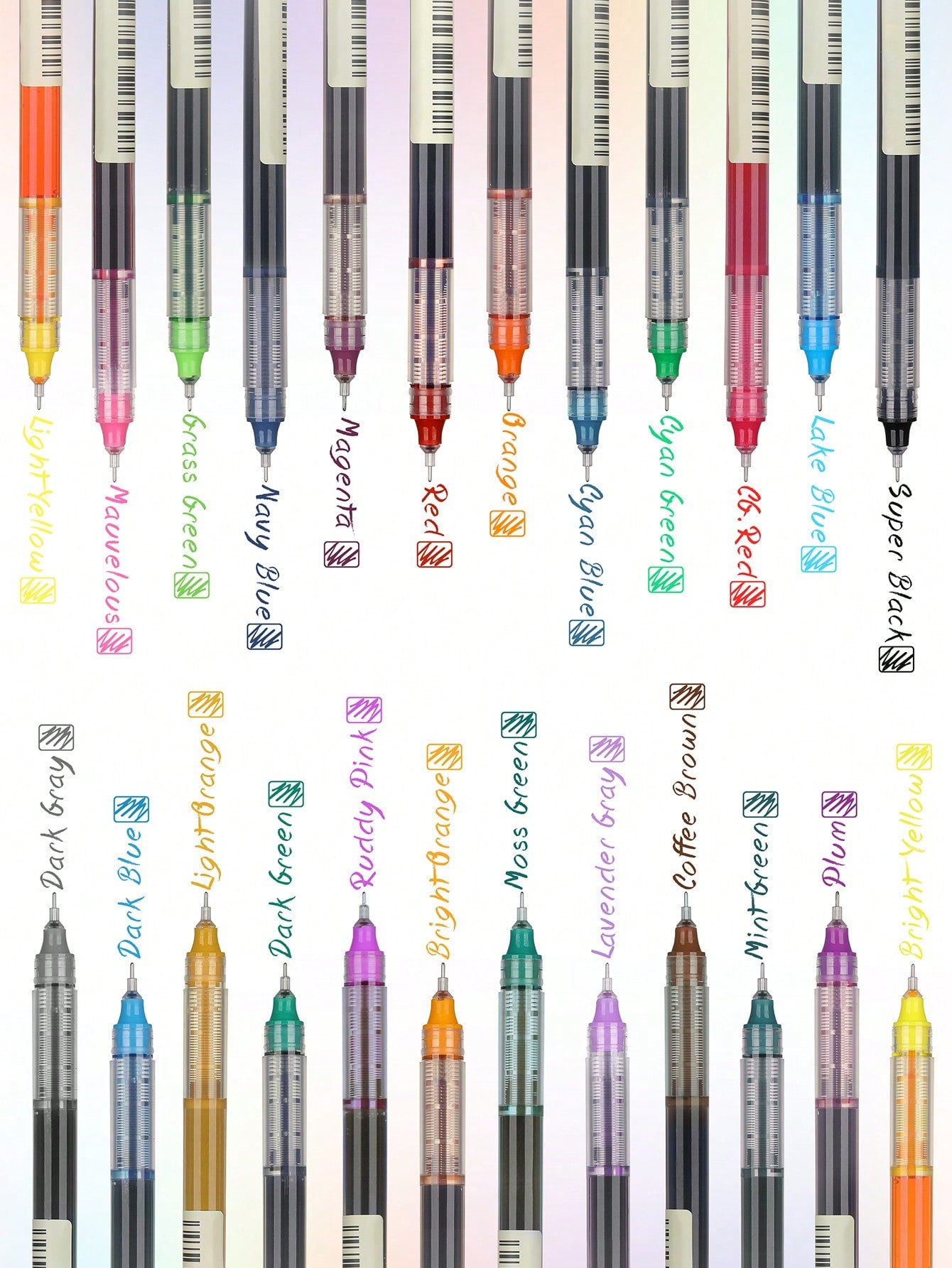 24 Colors Direct Liquid Ink Rollerball Pen Neutral Pen Quick-Drying High-Capacity Needle-Tube Brush Pen For Student&Office Use