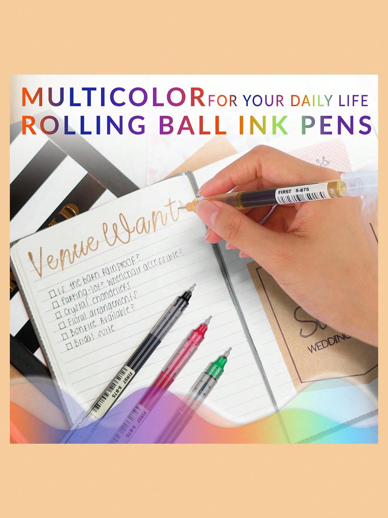 24 Colors Direct Liquid Ink Rollerball Pen Neutral Pen Quick-Drying High-Capacity Needle-Tube Brush Pen For Student&Office Use