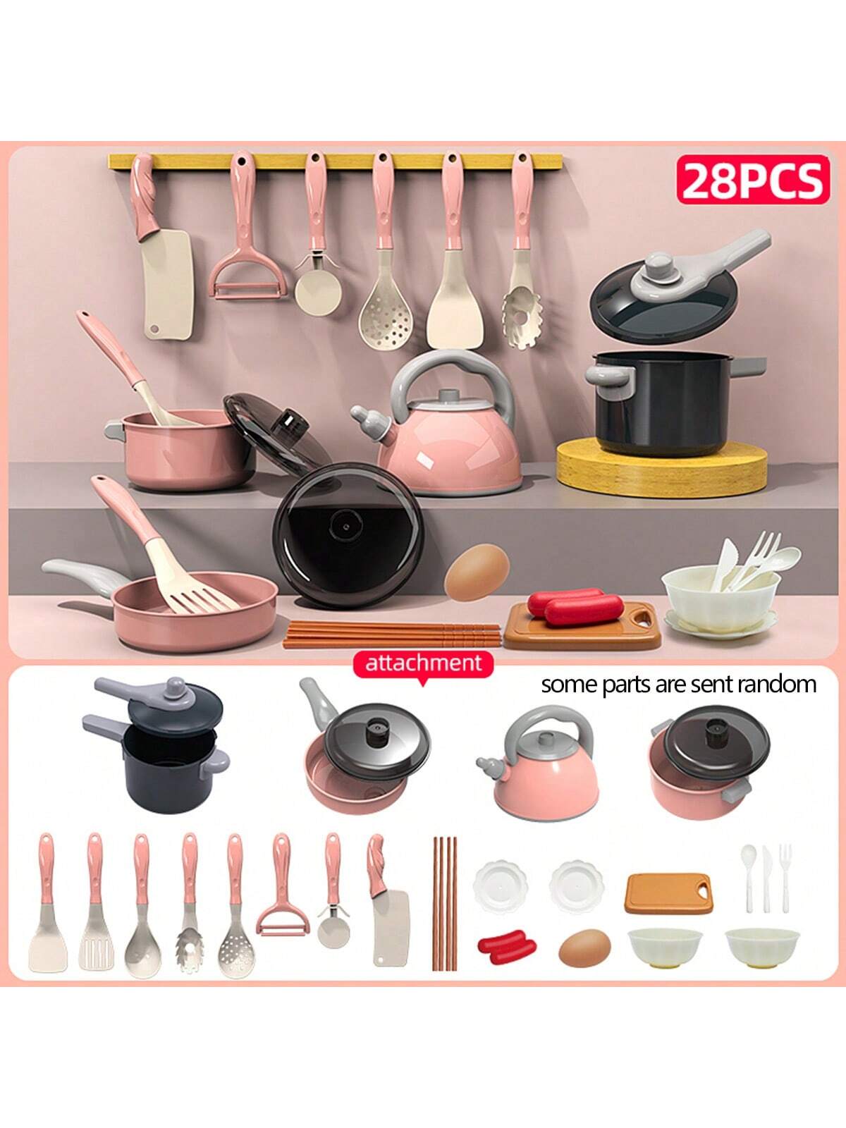 Miniature Kitchen Playset For Kids' Pretend Play With Realistic Cookware, Utensils, Pot, Knife, Pressure Cooker, And Food Cutting Toy, Ideal As Educational Gifts For Boys And Girls