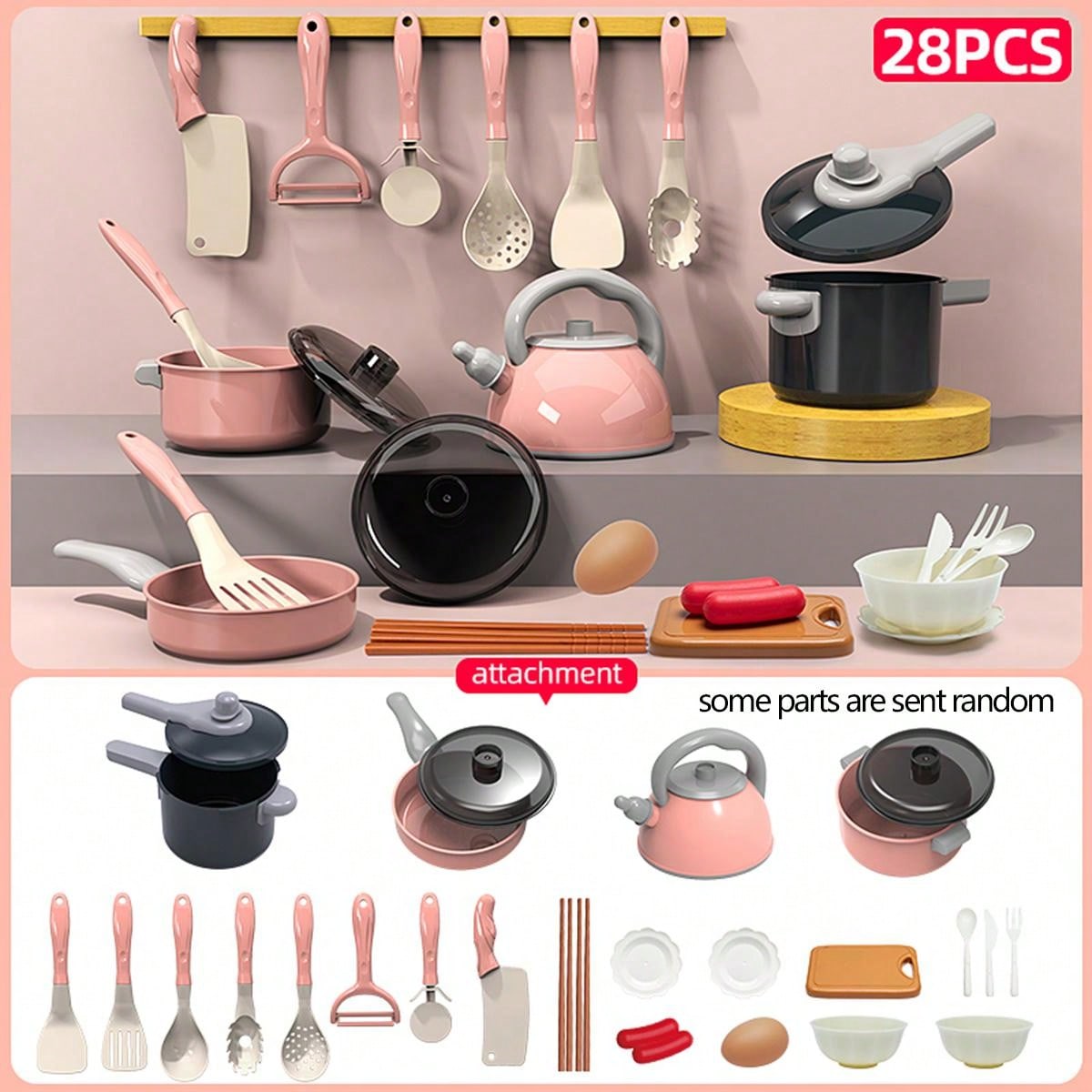 Miniature Kitchen Playset For Kids' Pretend Play With Realistic Cookware, Utensils, Pot, Knife, Pressure Cooker, And Food Cutting Toy, Ideal As Educational Gifts For Boys And Girls