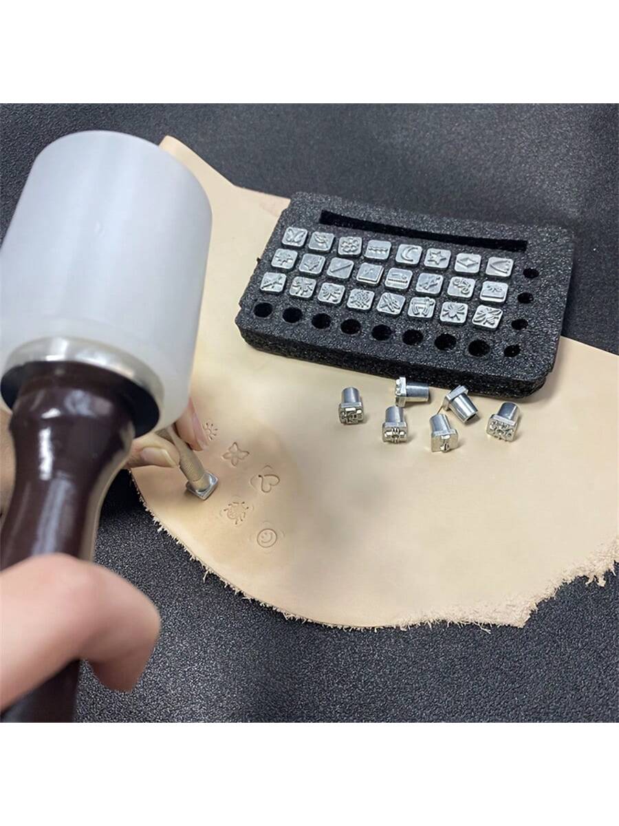 1SET Leather Stamping Kit Stamp Punch Set Alphabet Letter Number Stampers Tools DIY Leather Craft Carving Saddle Making Tools