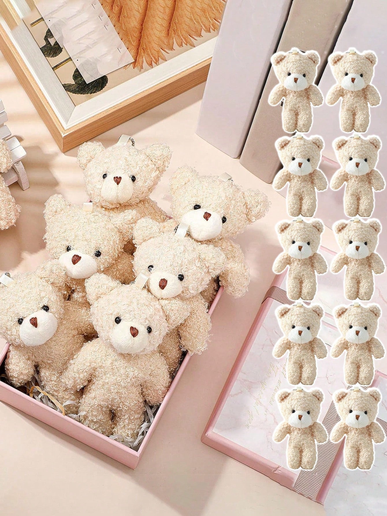 3~30Pcs 4.7 Inch Tiny Teddy Bear Doll Stuffed Animal Plush Toys DIY Keychain Bag Pendant ,Wedding Birthday Gift Box Doll Toy For Birthday Cake Wedding Decorations Party Favors Supplies Charm DIY Accessory,Christmas