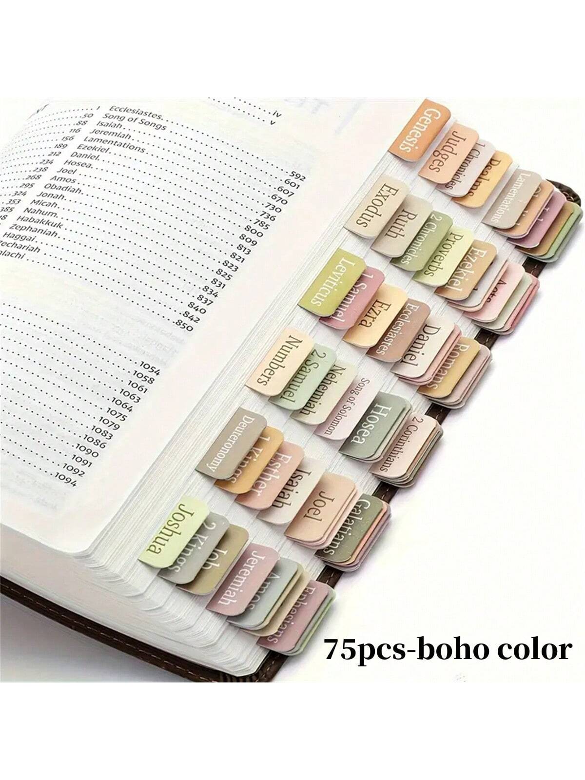 Bible Tabs,Sticky Index Tabs,75 Tabs, Boho Theme, Laminated Bible Tabs For Women And Men Study Bible, Bible Index Tabs, Bible Book Tabs, Bible Labels Tabs, Bible Tabs,Sticky Tabs.(5 Sheets/Set)