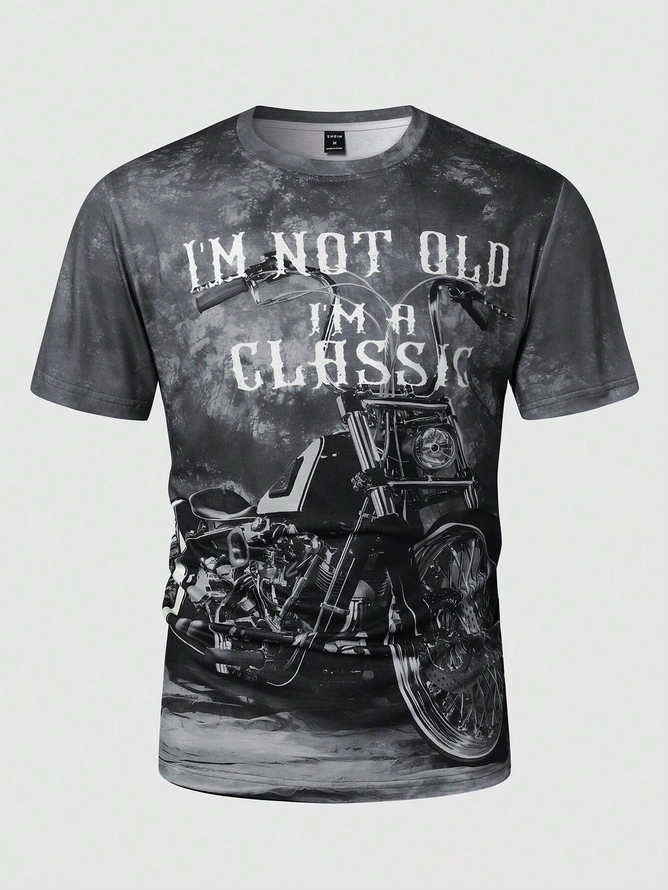 Manfinity LEGND Men's Slogan & Motorcycle Printed Short Sleeve T-Shirt