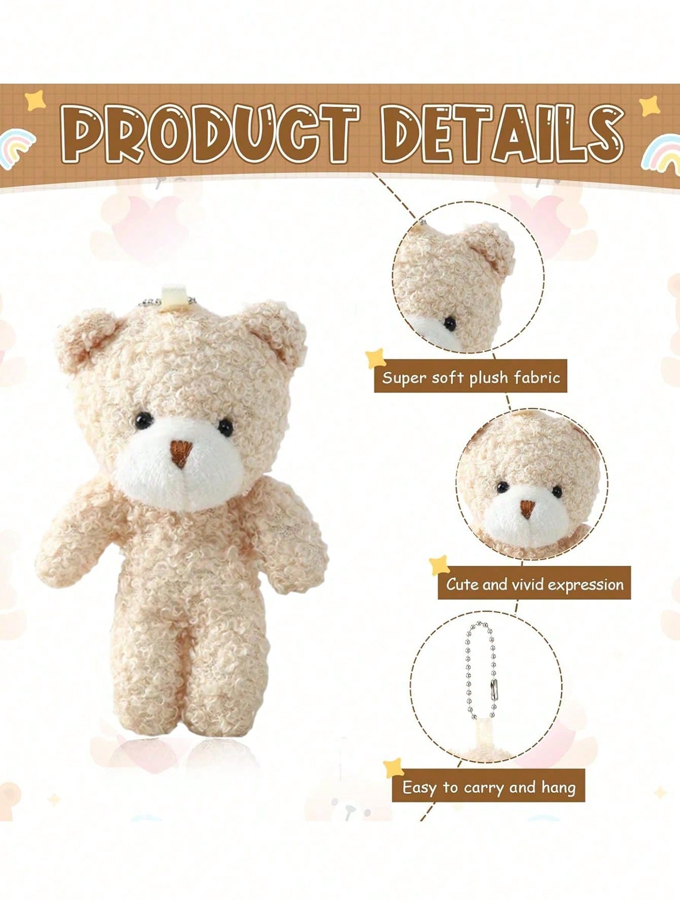 3~30Pcs 4.7 Inch Tiny Teddy Bear Doll Stuffed Animal Plush Toys DIY Keychain Bag Pendant ,Wedding Birthday Gift Box Doll Toy For Birthday Cake Wedding Decorations Party Favors Supplies Charm DIY Accessory,Christmas