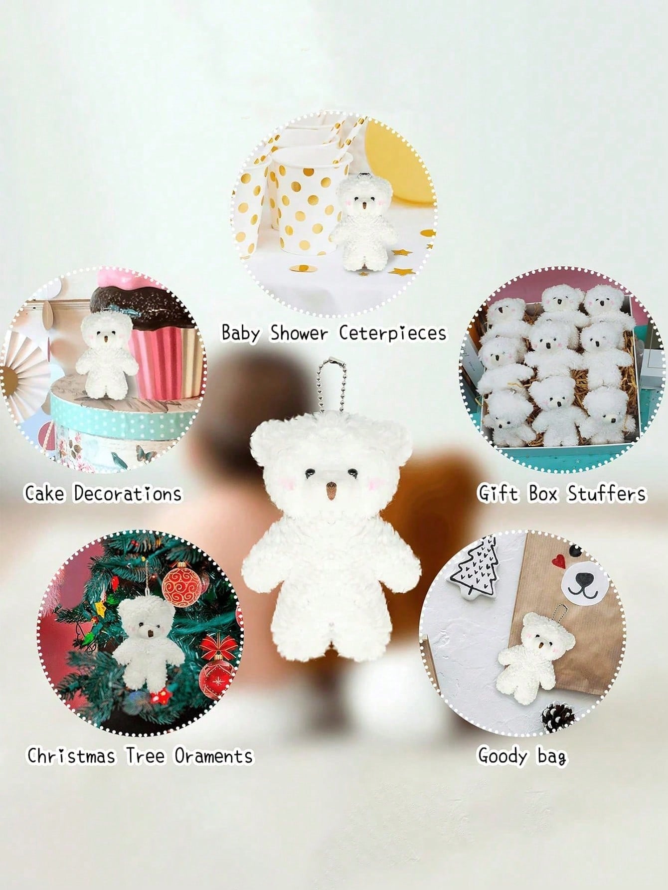 3~30Pcs 4.7 Inch Tiny Teddy Bear Doll Stuffed Animal Plush Toys DIY Keychain Bag Pendant ,Wedding Birthday Gift Box Doll Toy For Birthday Cake Wedding Decorations Party Favors Supplies Charm DIY Accessory,Christmas