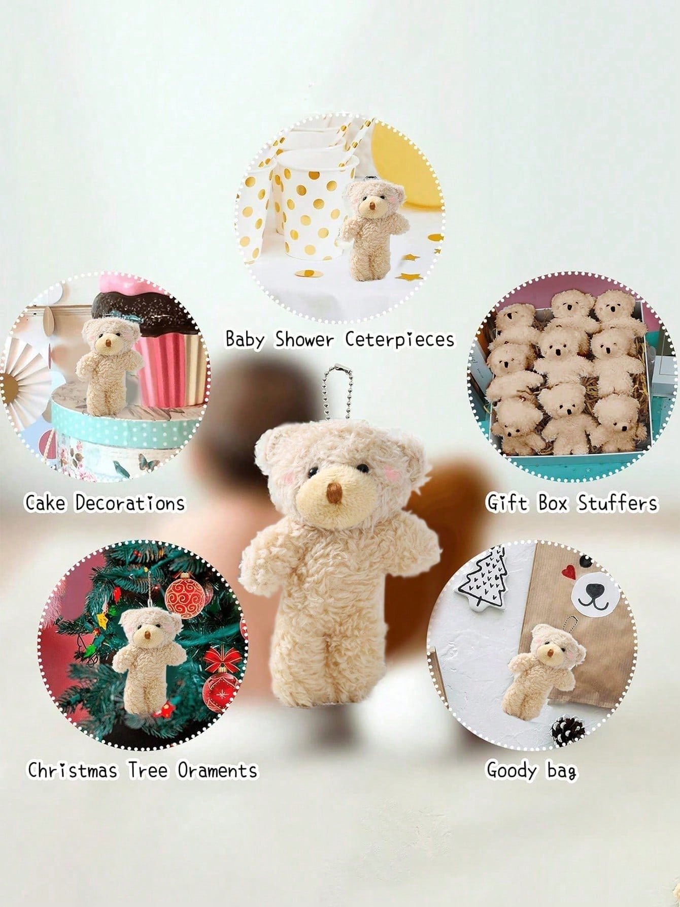 3~30Pcs 4.7 Inch Tiny Teddy Bear Doll Stuffed Animal Plush Toys DIY Keychain Bag Pendant ,Wedding Birthday Gift Box Doll Toy For Birthday Cake Wedding Decorations Party Favors Supplies Charm DIY Accessory,Christmas