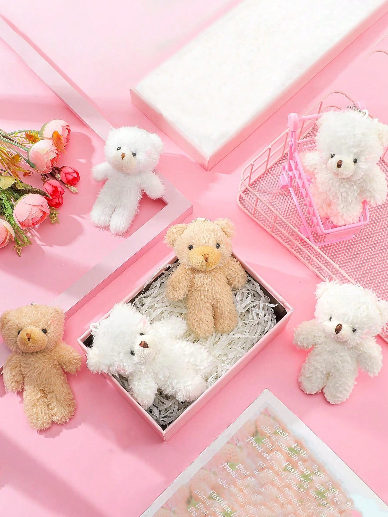 3~30Pcs 4.7 Inch Tiny Teddy Bear Doll Stuffed Animal Plush Toys DIY Keychain Bag Pendant ,Wedding Birthday Gift Box Doll Toy For Birthday Cake Wedding Decorations Party Favors Supplies Charm DIY Accessory,Christmas