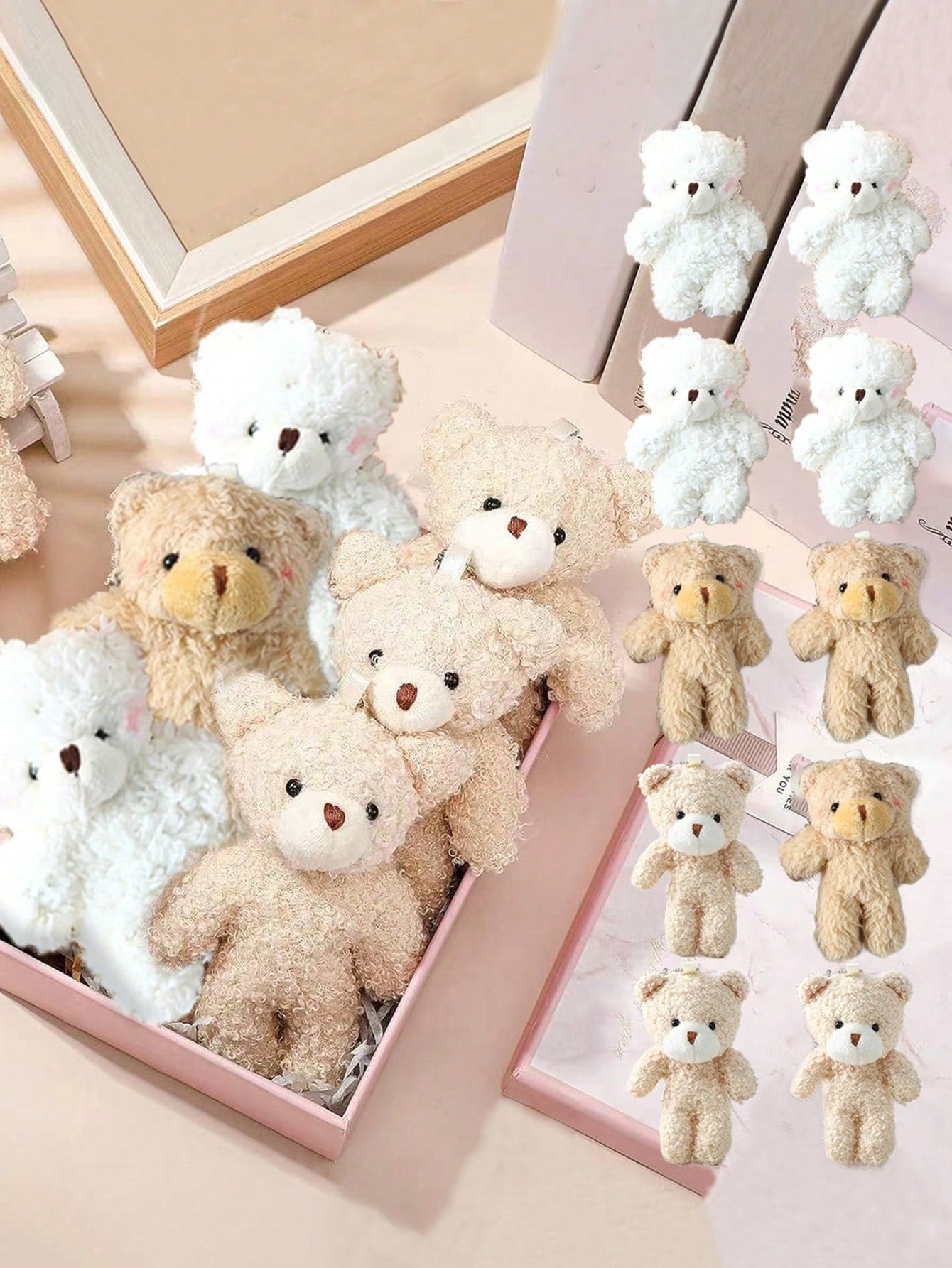 3~30Pcs 4.7 Inch Tiny Teddy Bear Doll Stuffed Animal Plush Toys DIY Keychain Bag Pendant ,Wedding Birthday Gift Box Doll Toy For Birthday Cake Wedding Decorations Party Favors Supplies Charm DIY Accessory,Christmas