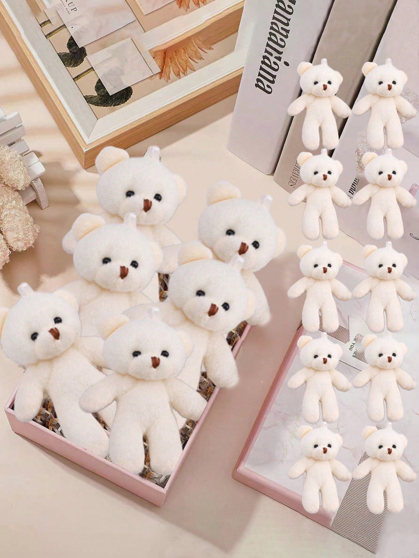 3~30Pcs 4.7 Inch Tiny Teddy Bear Doll Stuffed Animal Plush Toys DIY Keychain Bag Pendant ,Wedding Birthday Gift Box Doll Toy For Birthday Cake Wedding Decorations Party Favors Supplies Charm DIY Accessory,Christmas