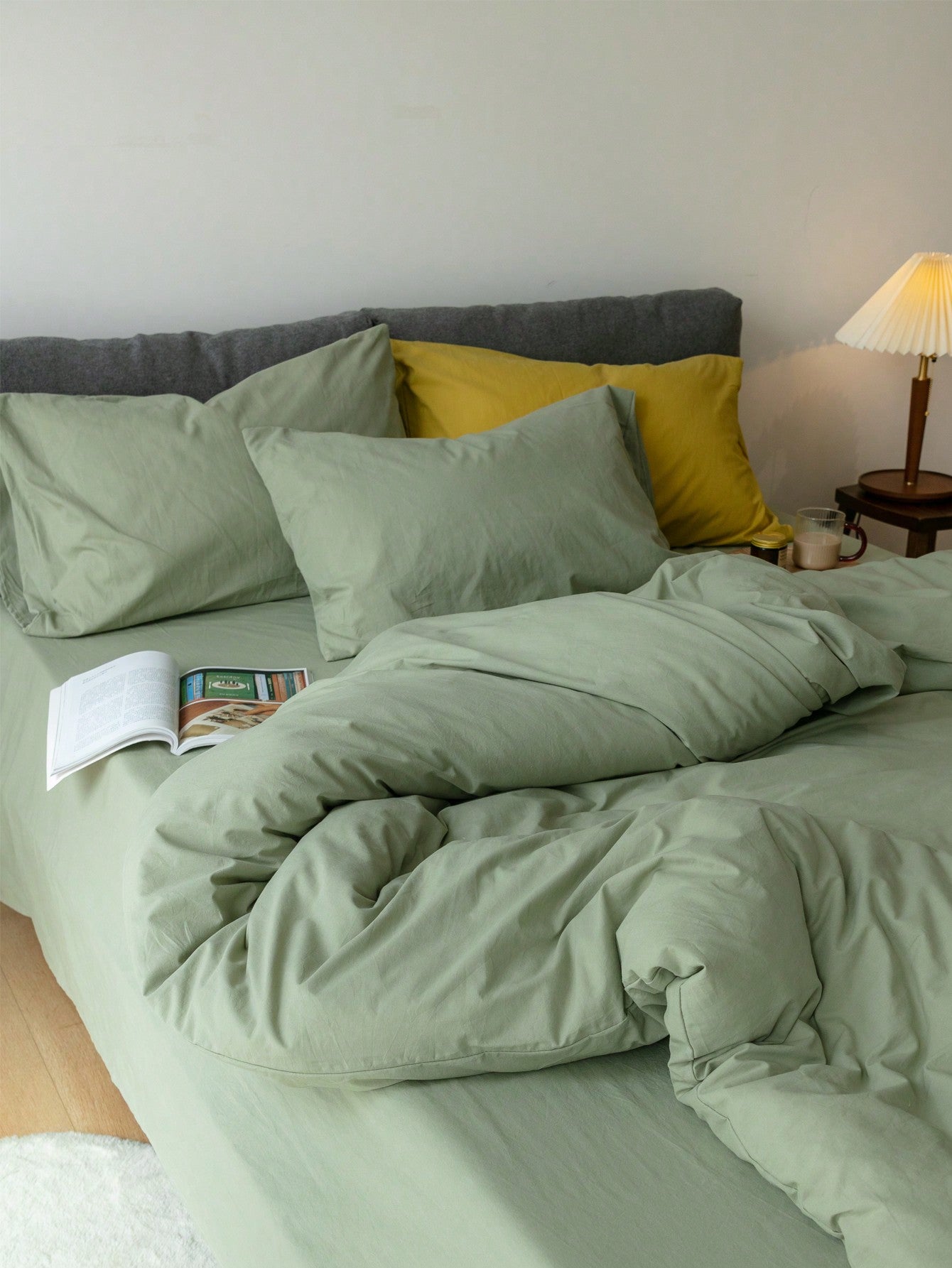 3pcs Simple And Stylish Green Duvet Cover Set